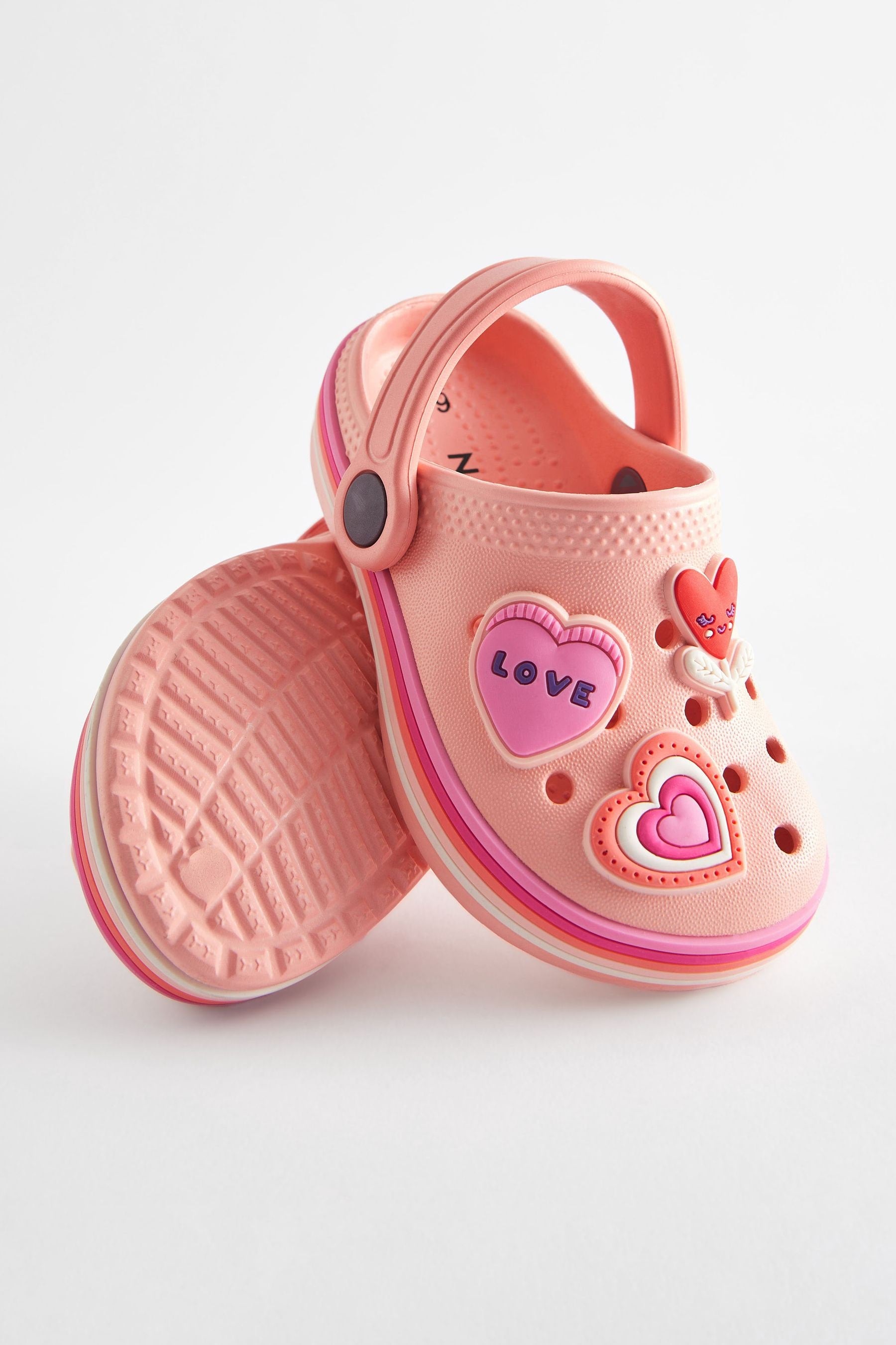 Peach Pink Hearts Character Clogs