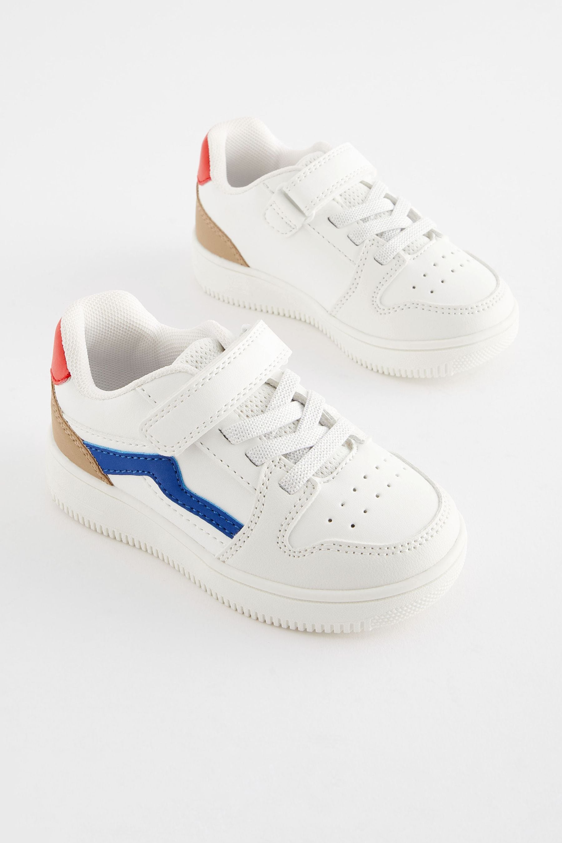 White/Blue/Red Touch Fastening Elastic Lace Trainers