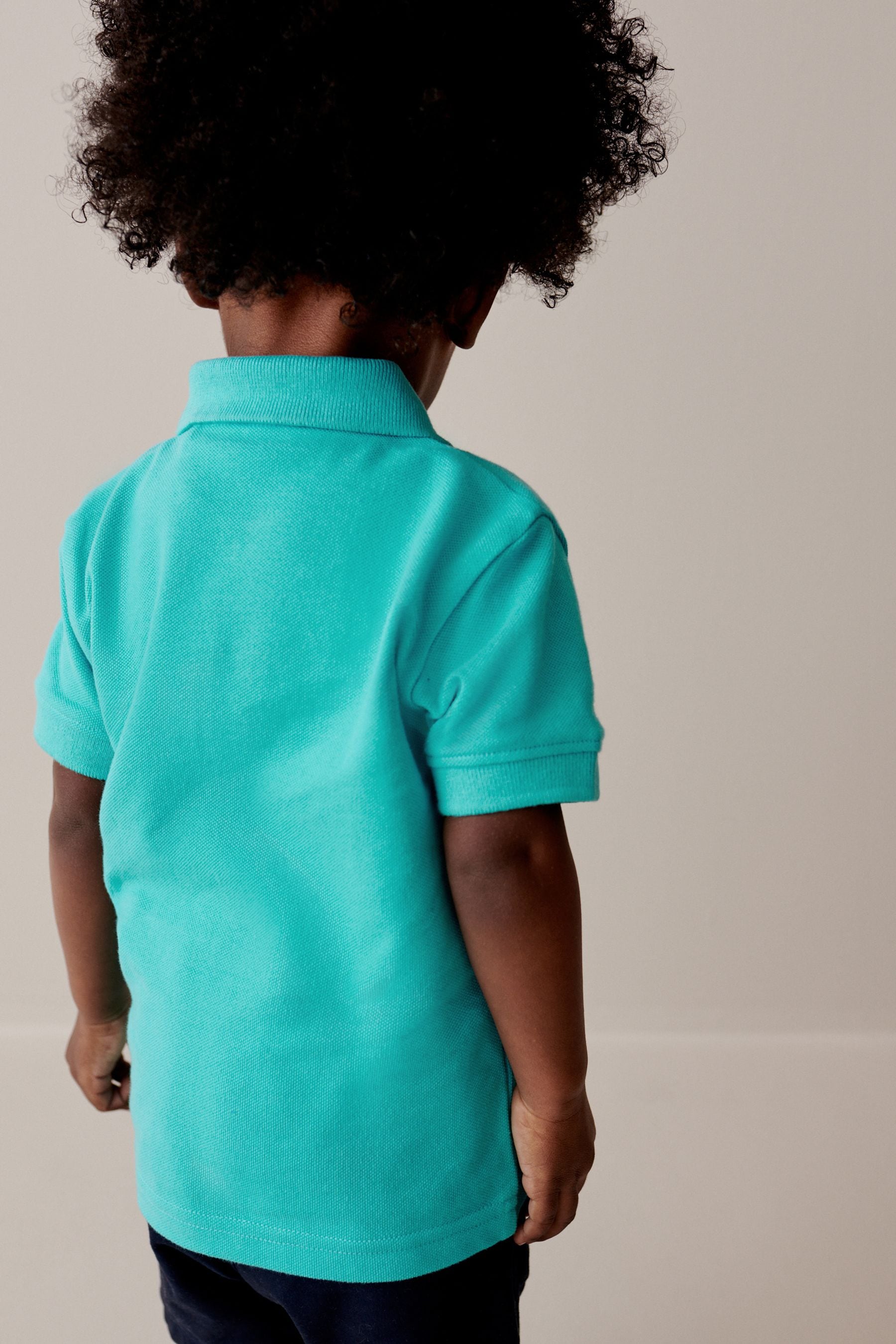 Blue All Over 100% Cotton Embroidered Short Sleeve Polo Shirt (3mths-7yrs)