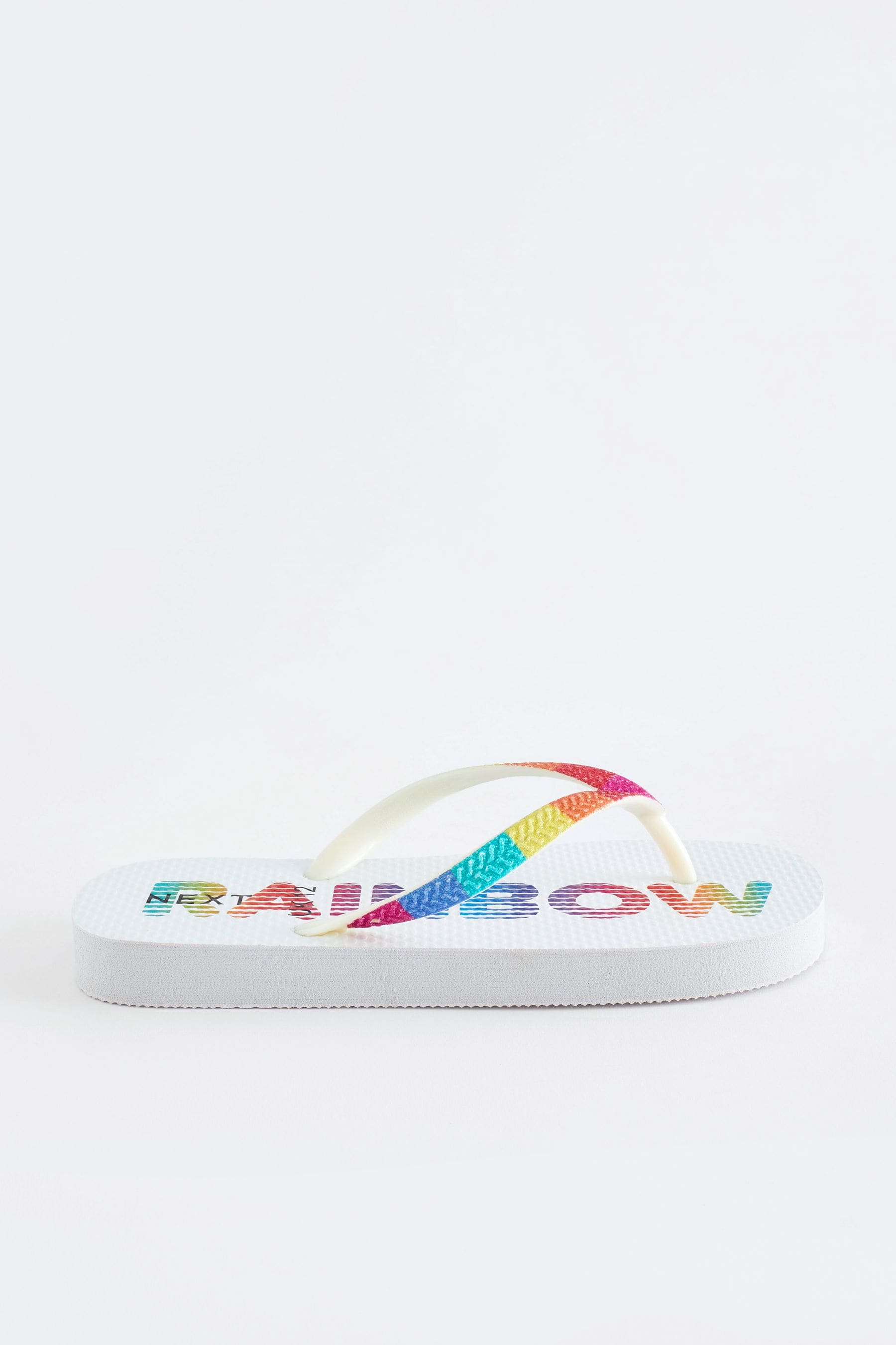 White Rainbow Flip Flops