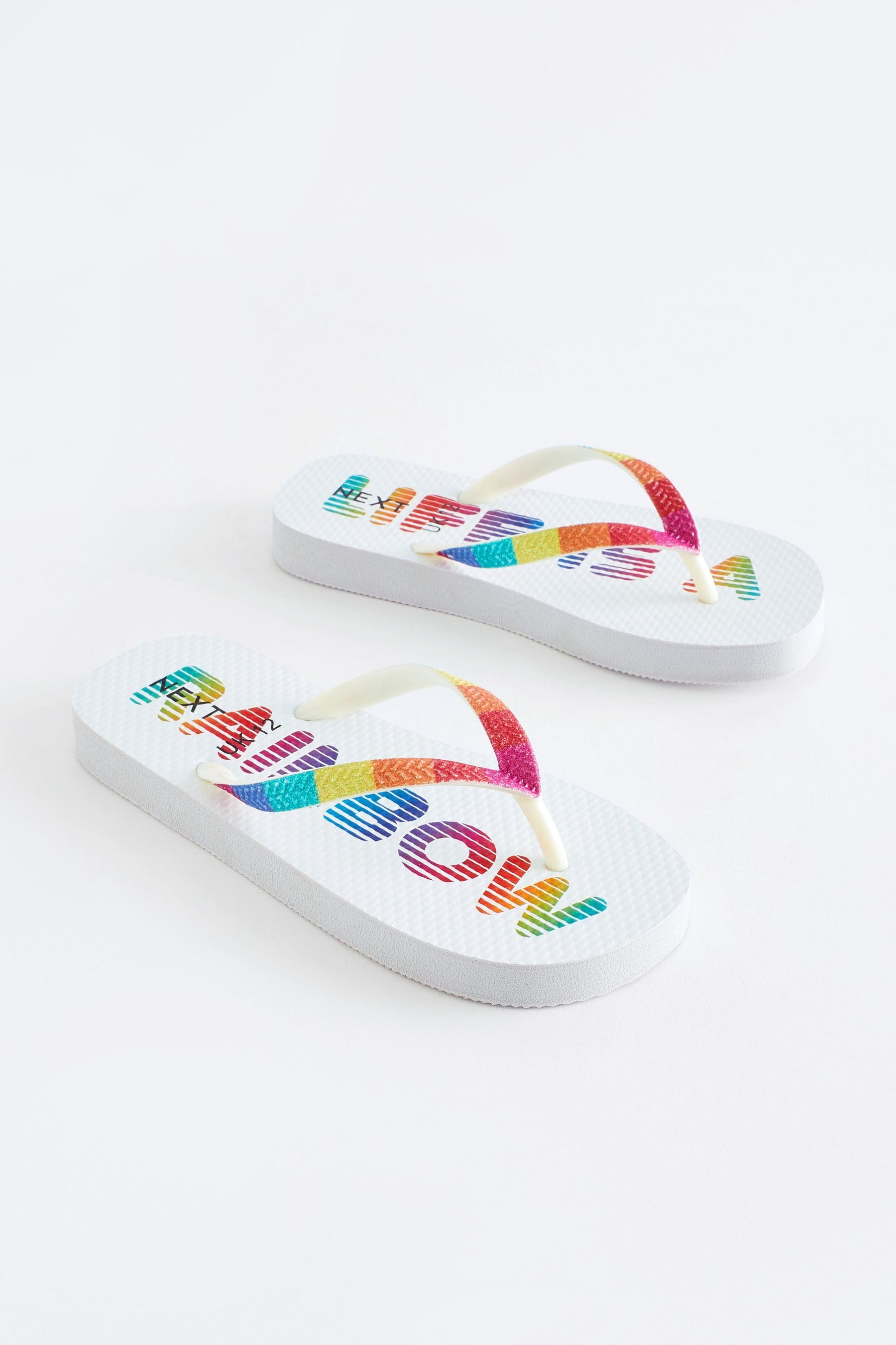 White Rainbow Flip Flops