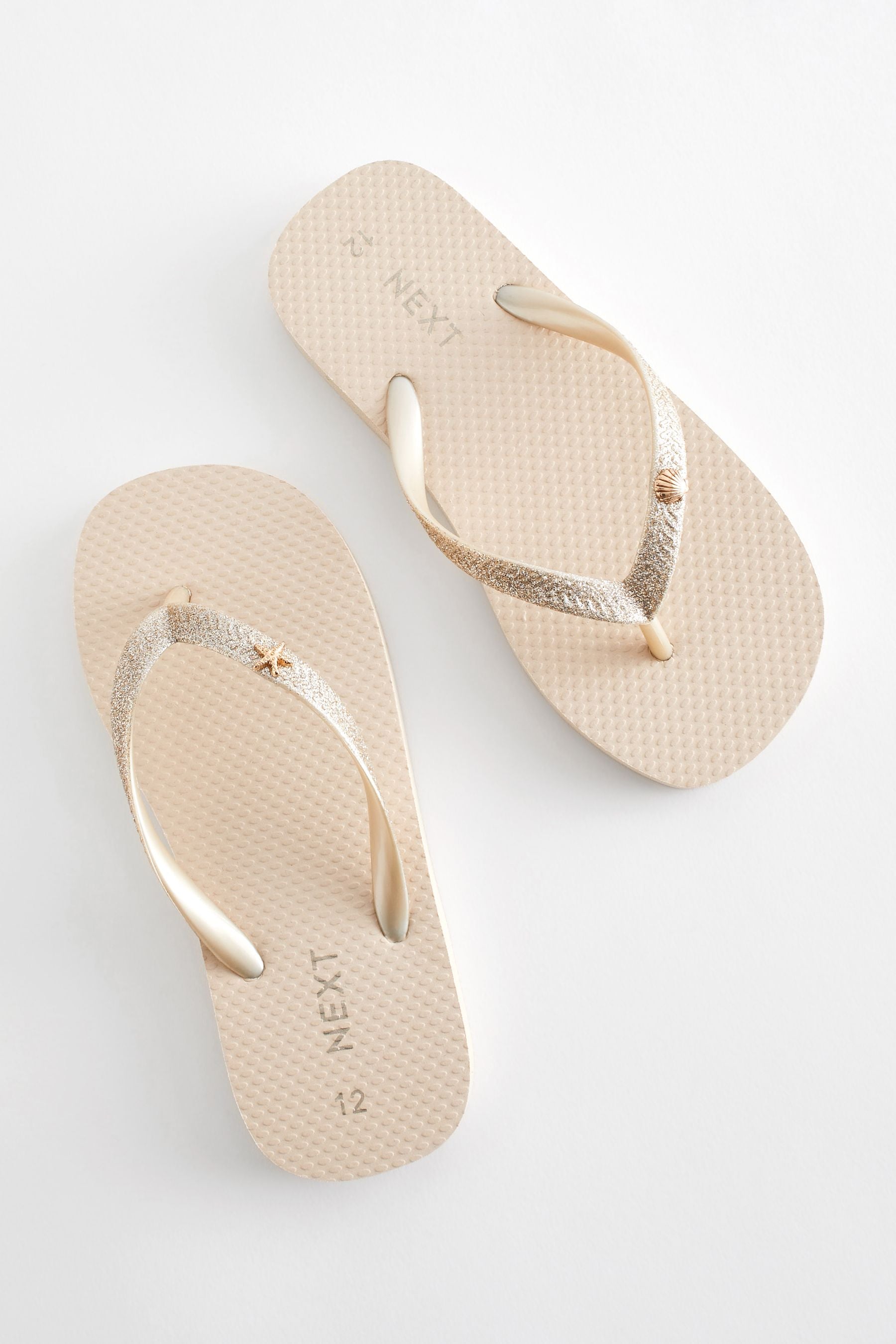 Gold Glitter Flip Flops