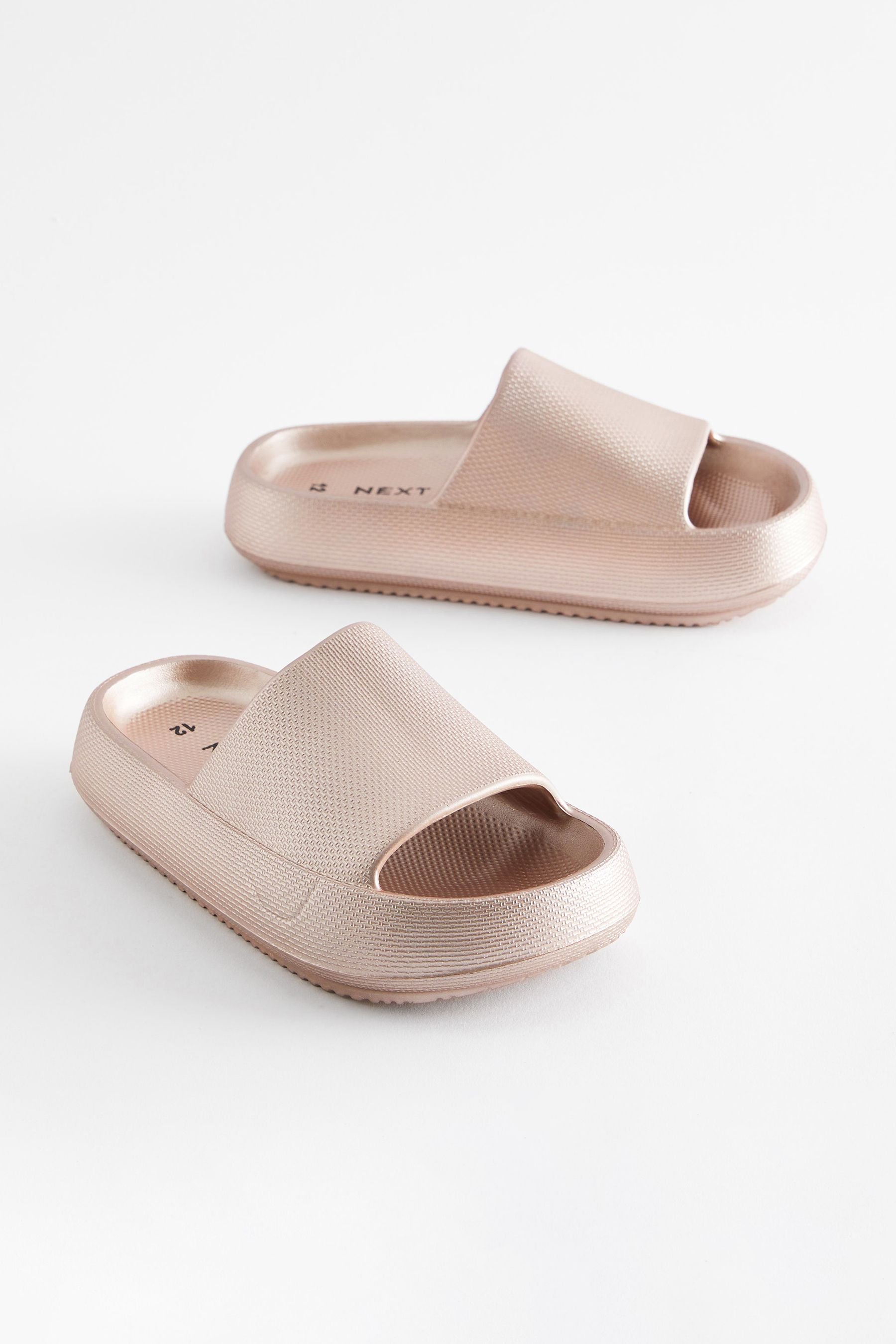 Rose Gold Metallic Chunky Sliders