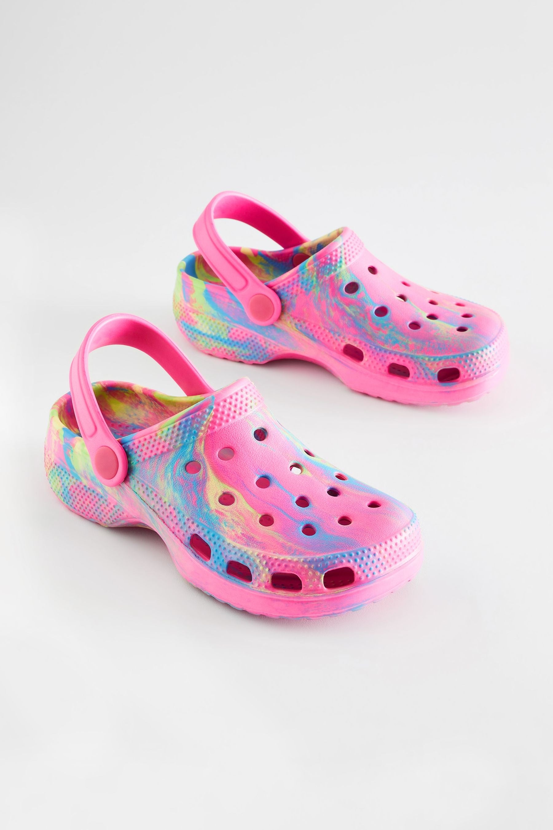 Pink Neon Marble Clogs