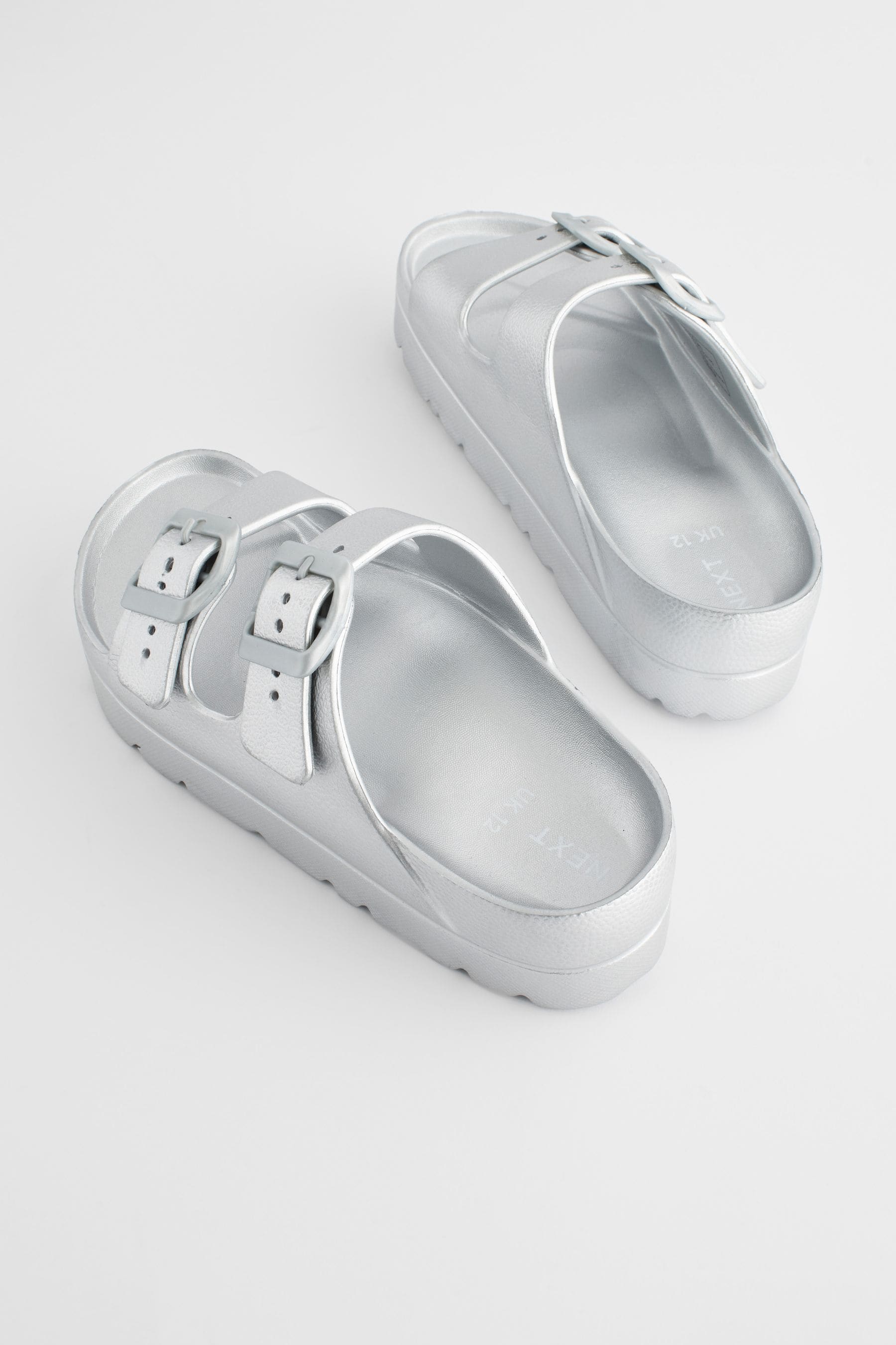 Silver Double Buckle Chunky Sandals