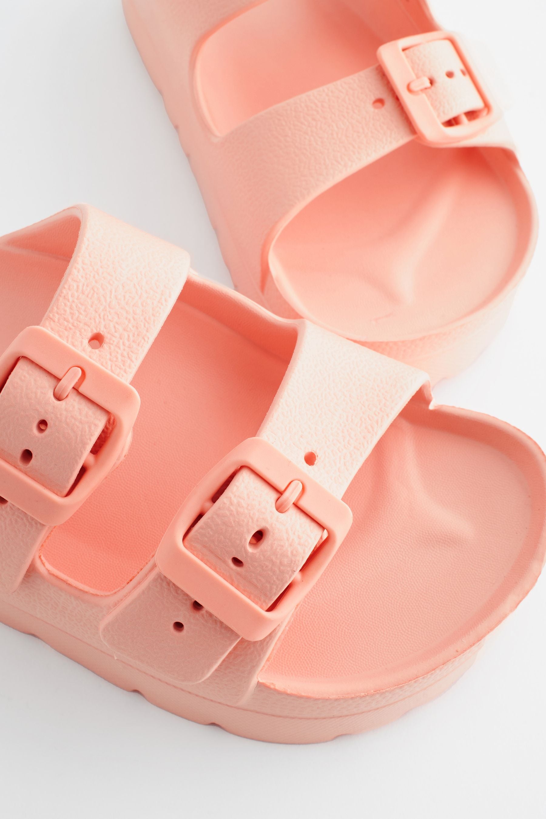 Apricot Pink Double Buckle Chunky Sandals