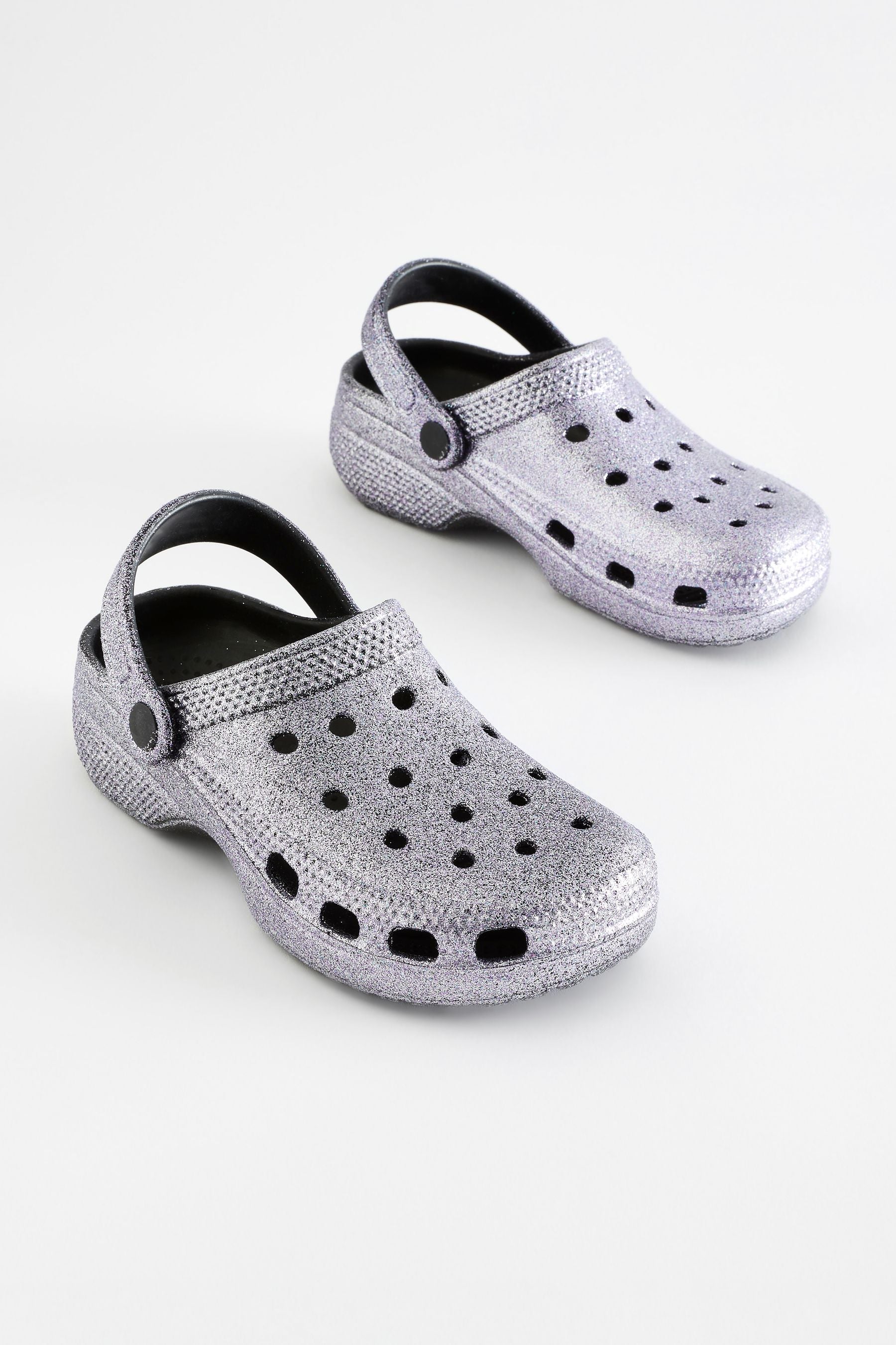 Silver Glitter Clogs