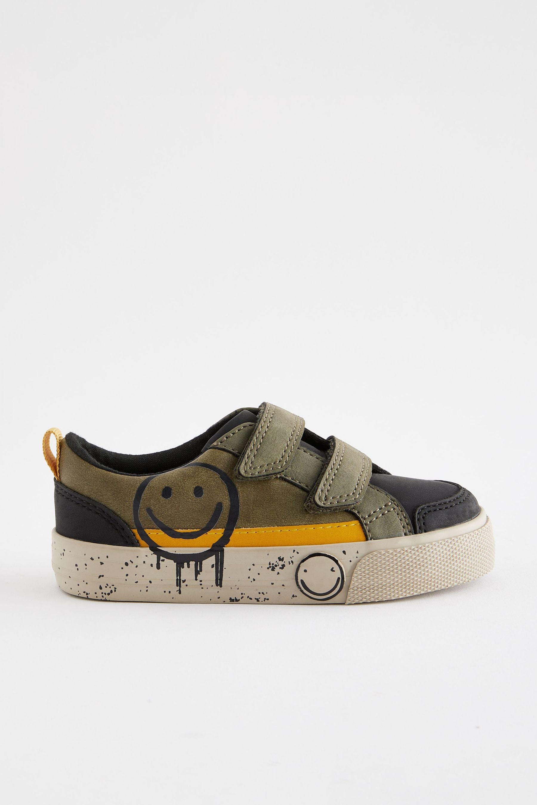 Khaki Green Smile Two Strap Touch Fastening Trainers