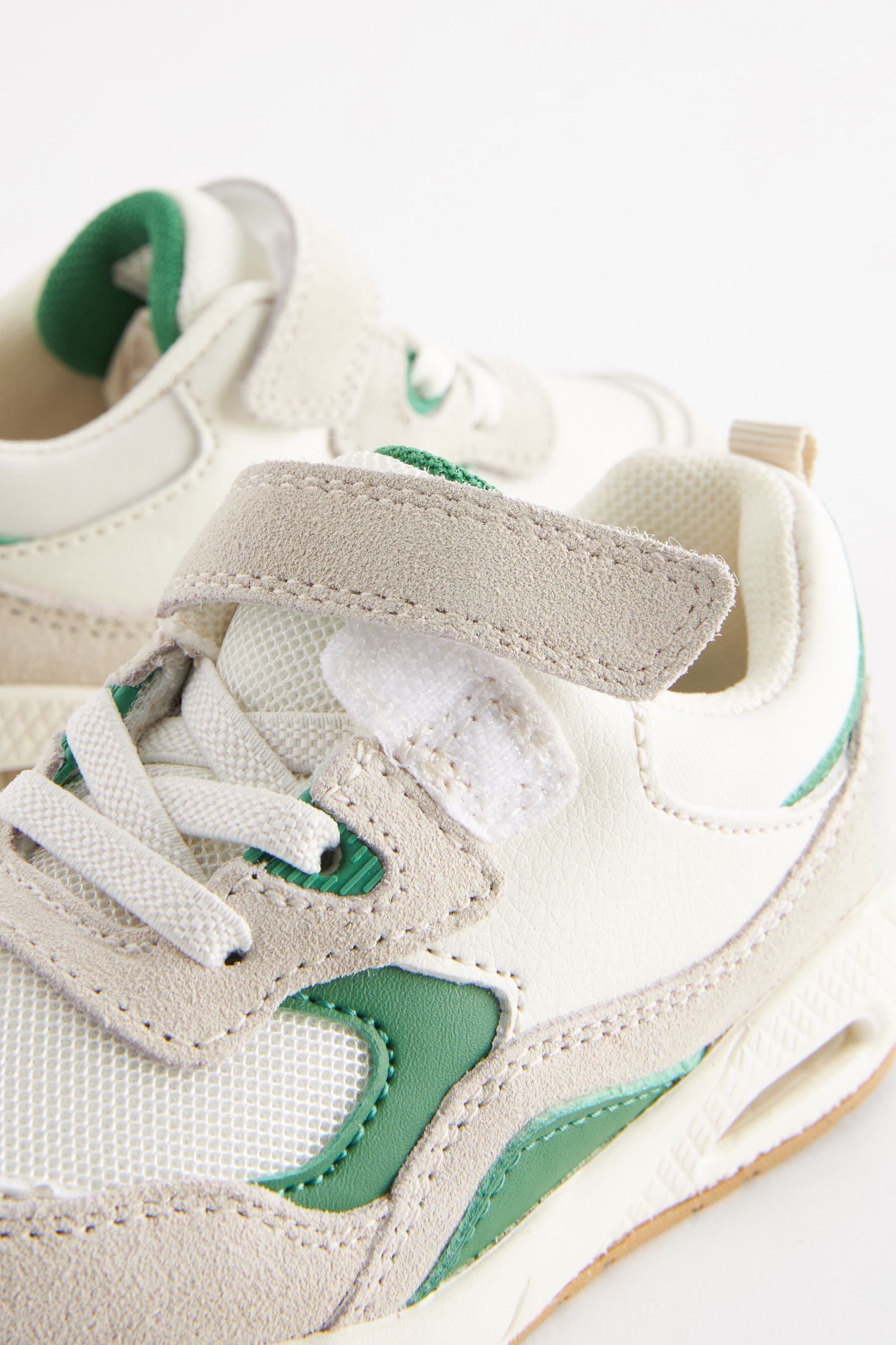 White/Green Elastic Lace Trainers