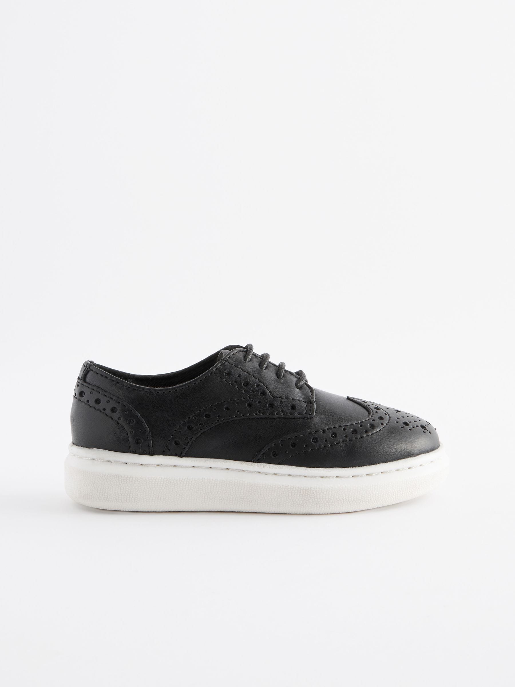 Black Brogue Smart Leather Lace-Up Shoes