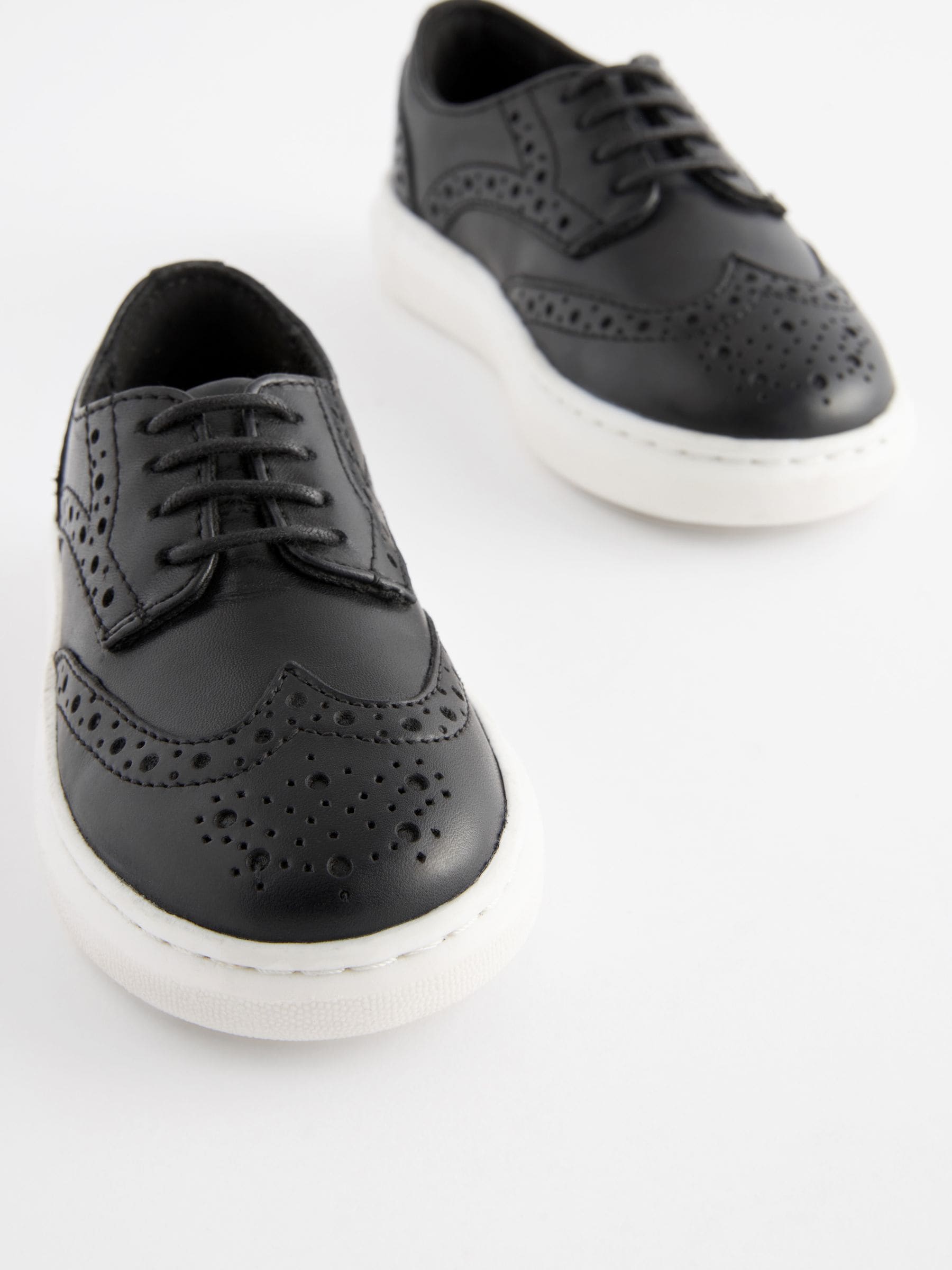 Black Brogue Smart Leather Lace-Up Shoes