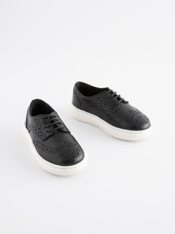 Black Brogue Smart Leather Lace-Up Shoes