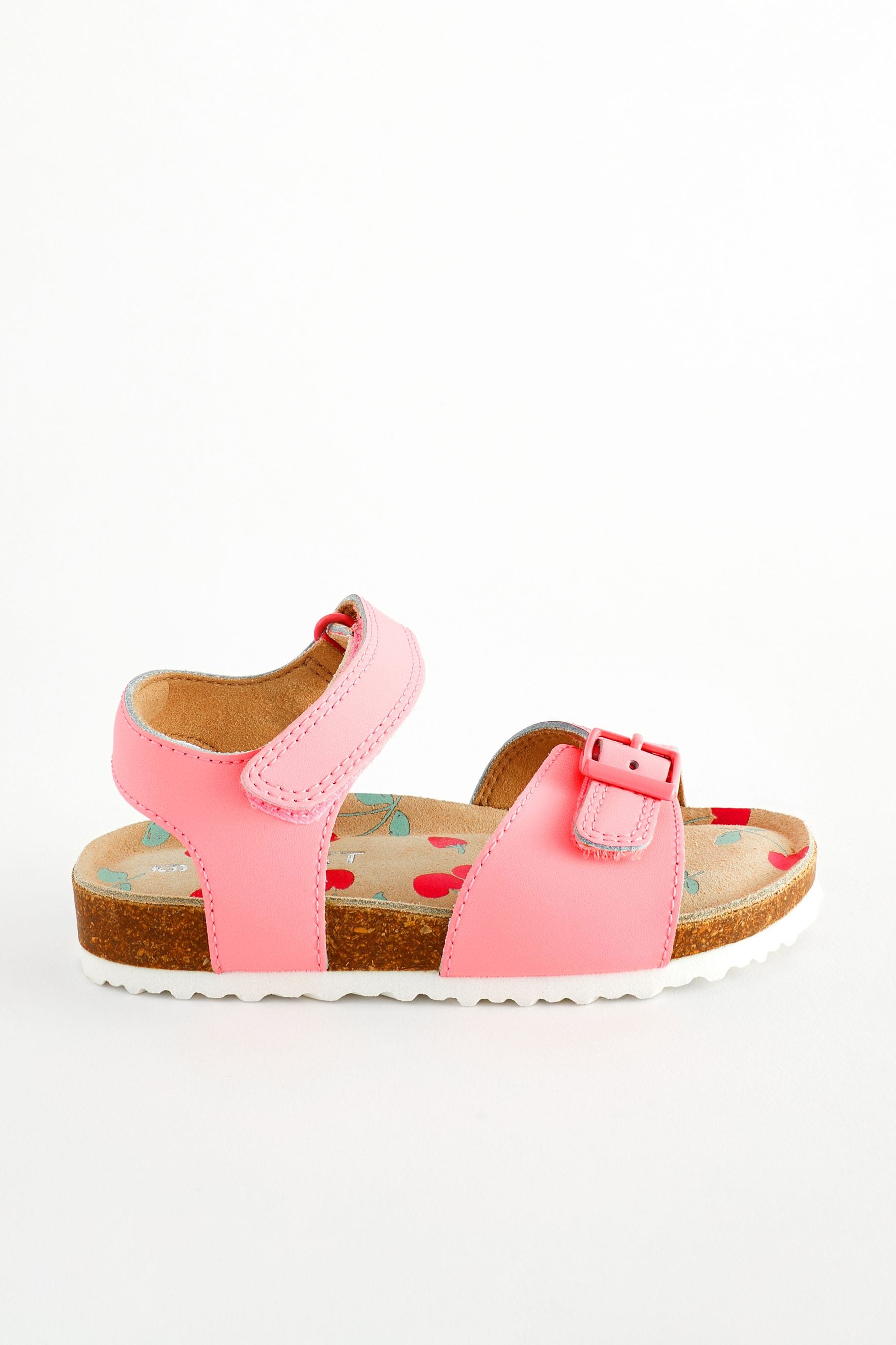 Neon Pink Corkbed Buckle Sandals