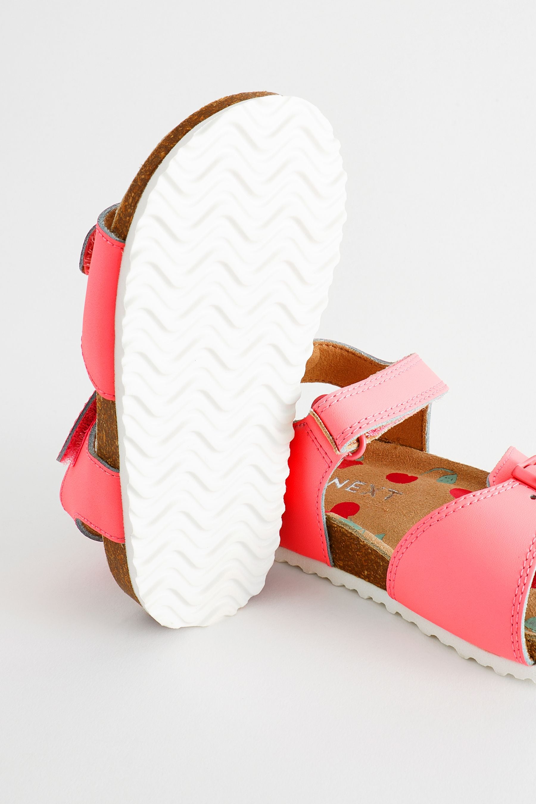 Neon Pink Corkbed Buckle Sandals