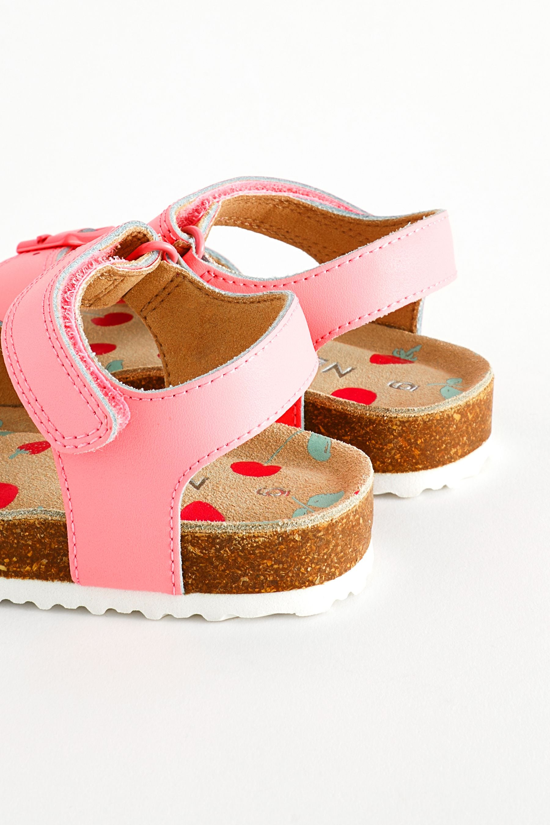 Neon Pink Corkbed Buckle Sandals