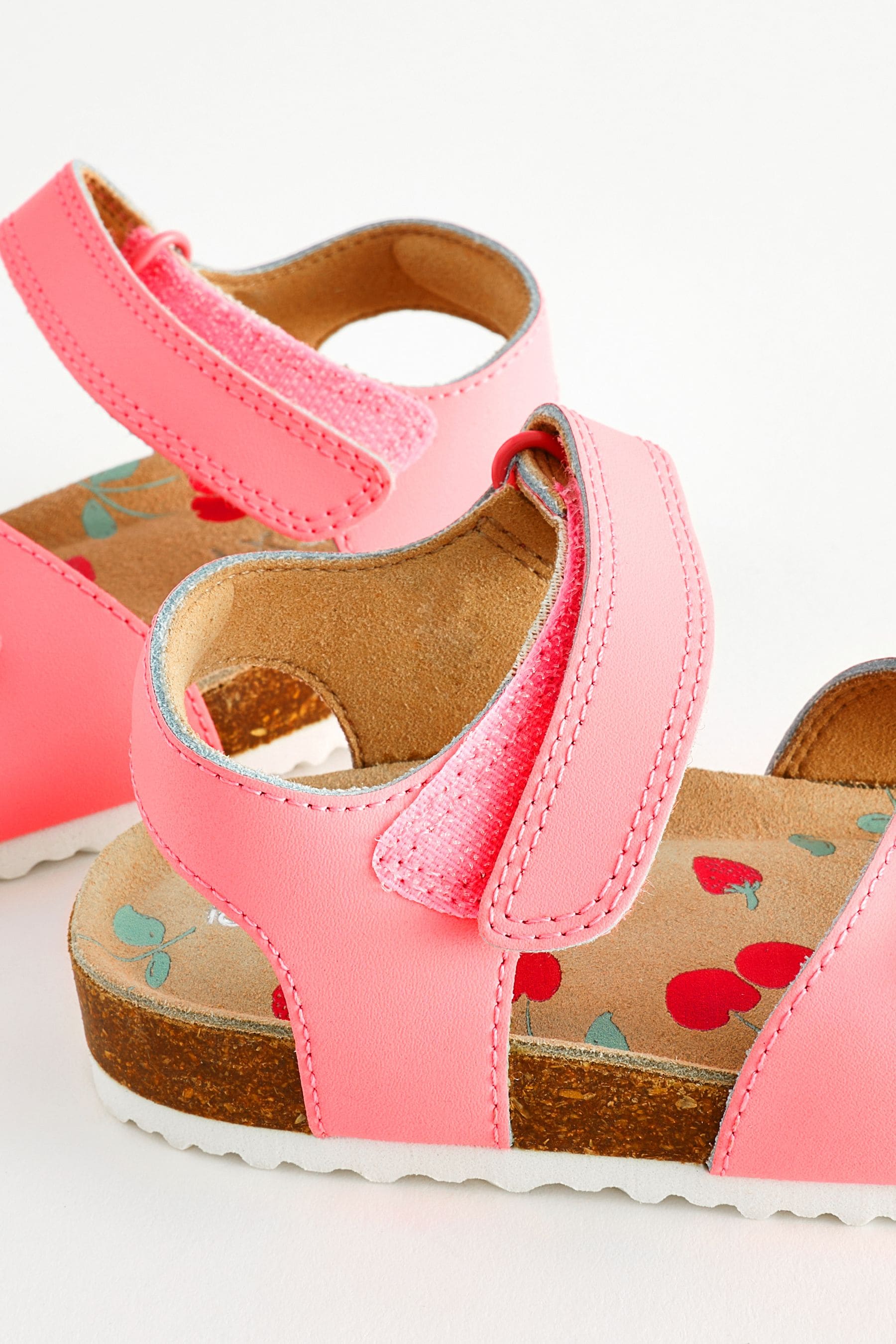 Neon Pink Corkbed Buckle Sandals