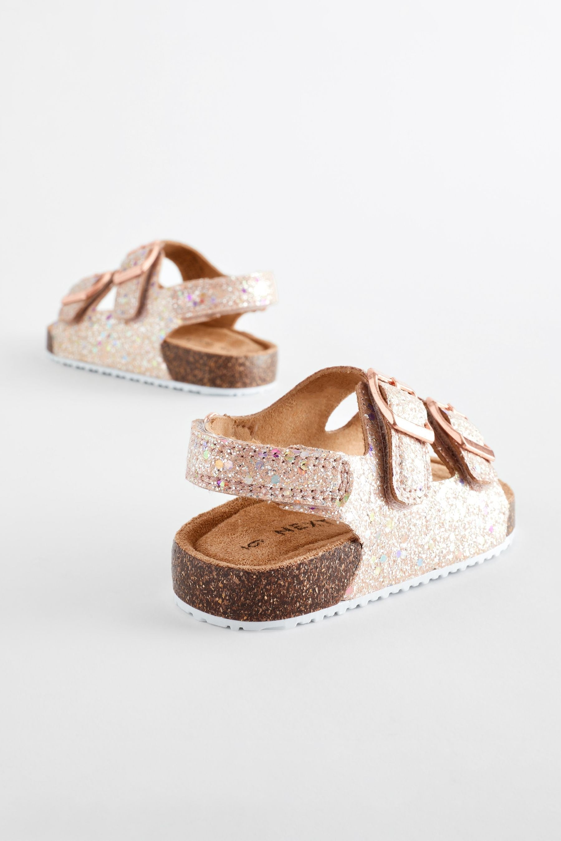 Pink Glitter Corkbed Two Strap Sandals