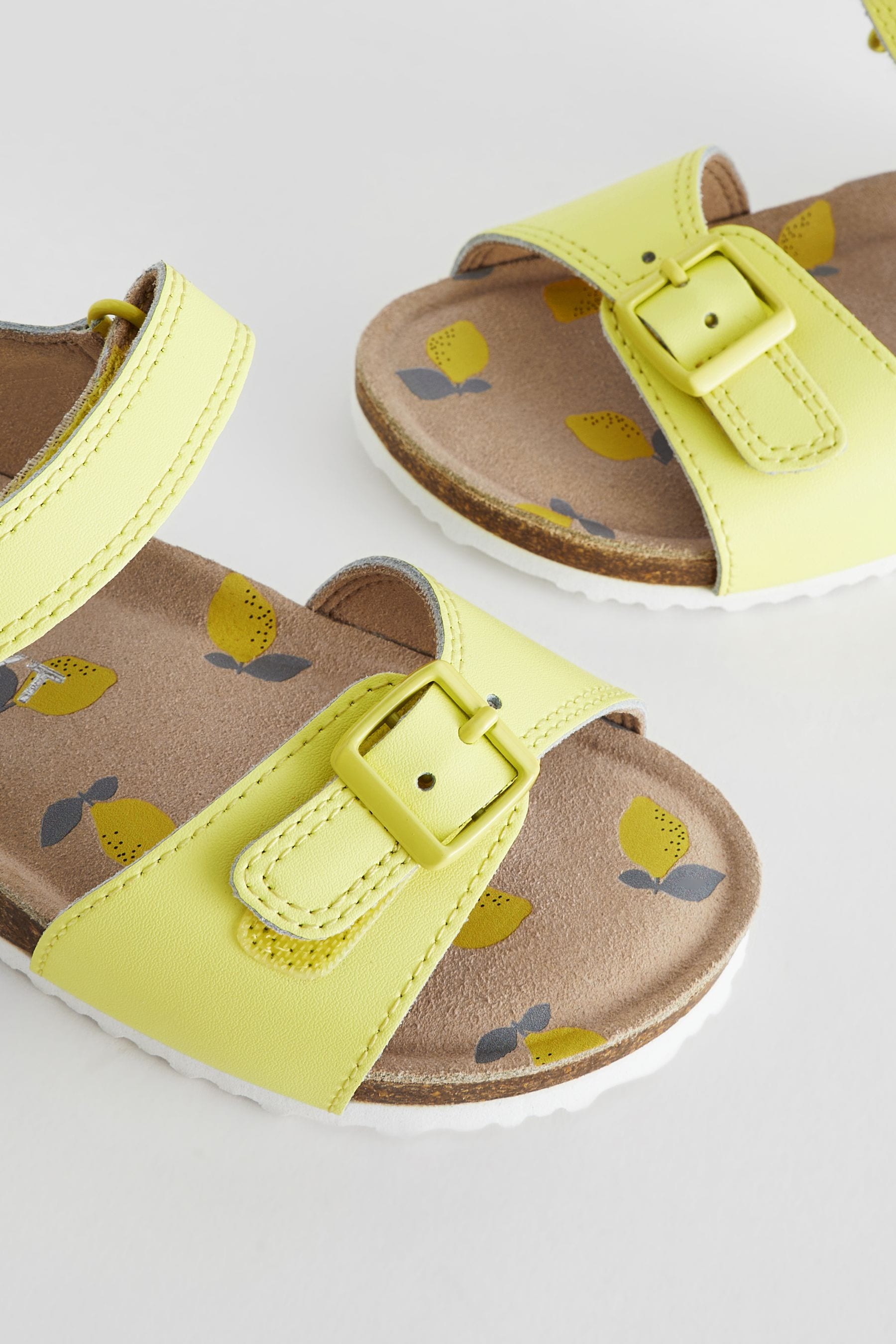 Yellow Leather Corkbed Sandals