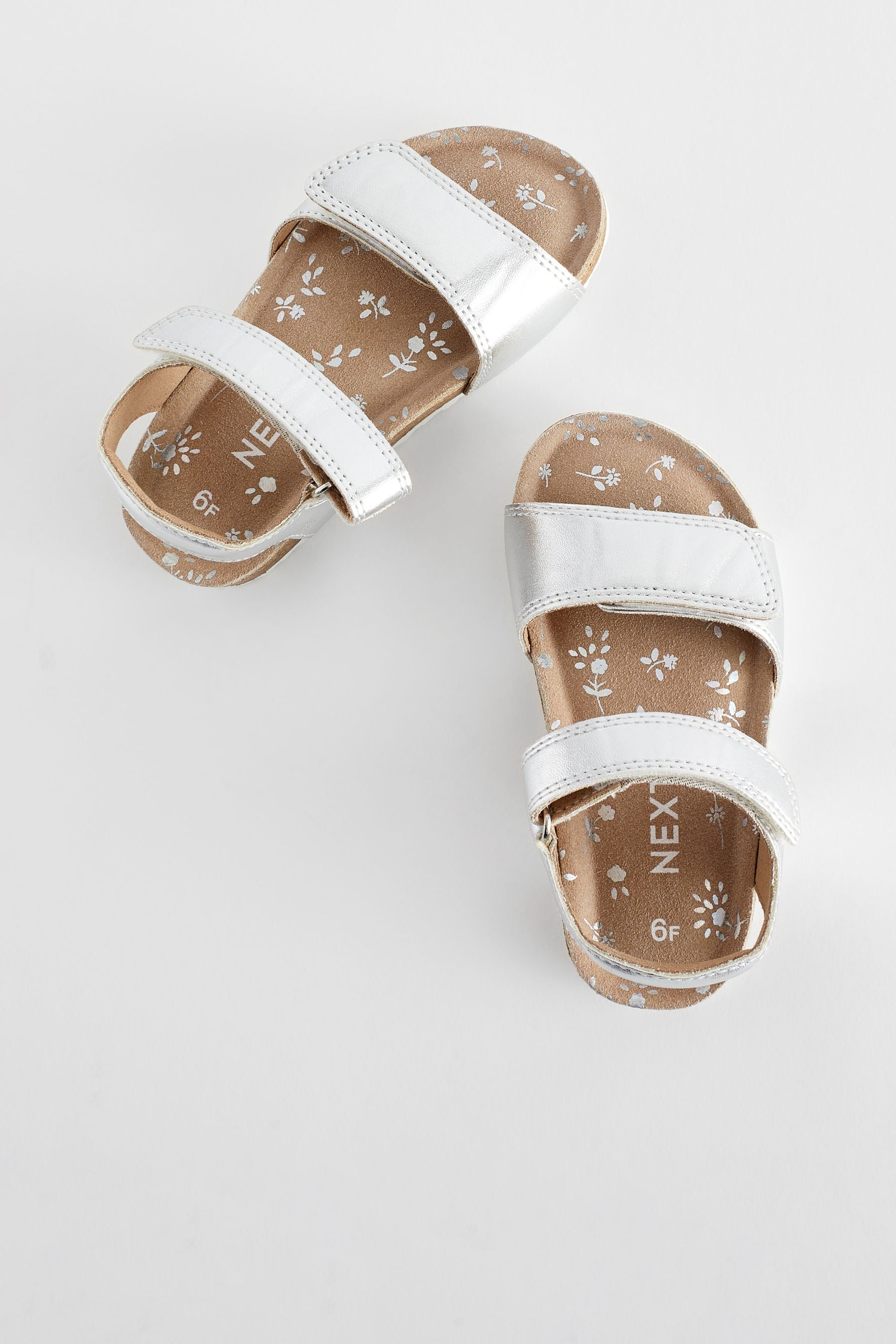 Silver Standard Fit (F) Leather Corkbed Sandals