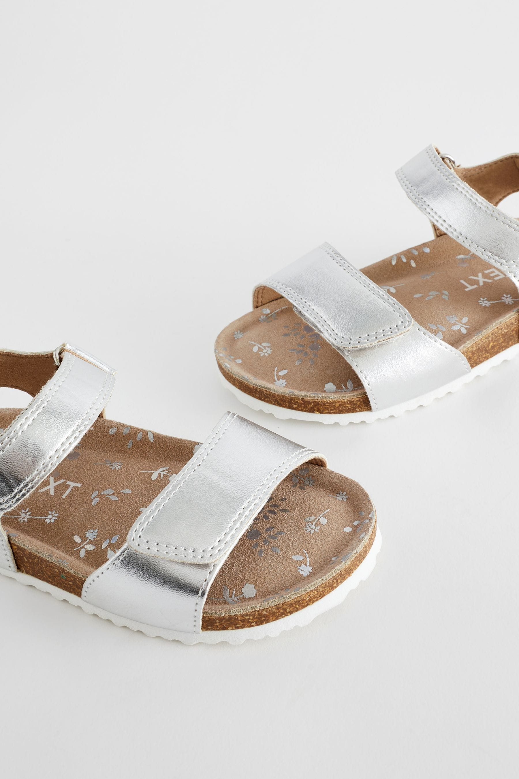 Silver Leather Corkbed Sandals