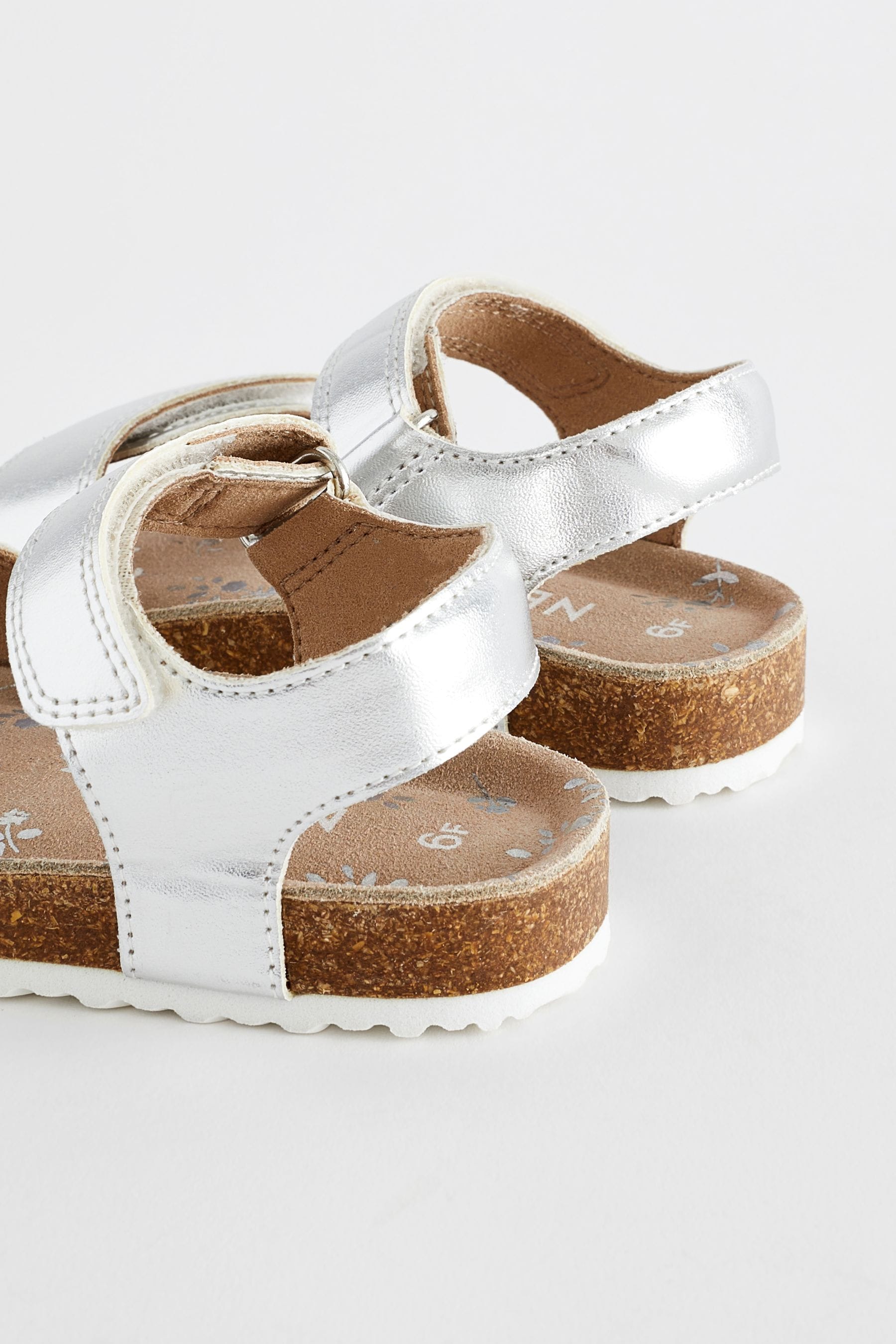 Silver Standard Fit (F) Leather Corkbed Sandals