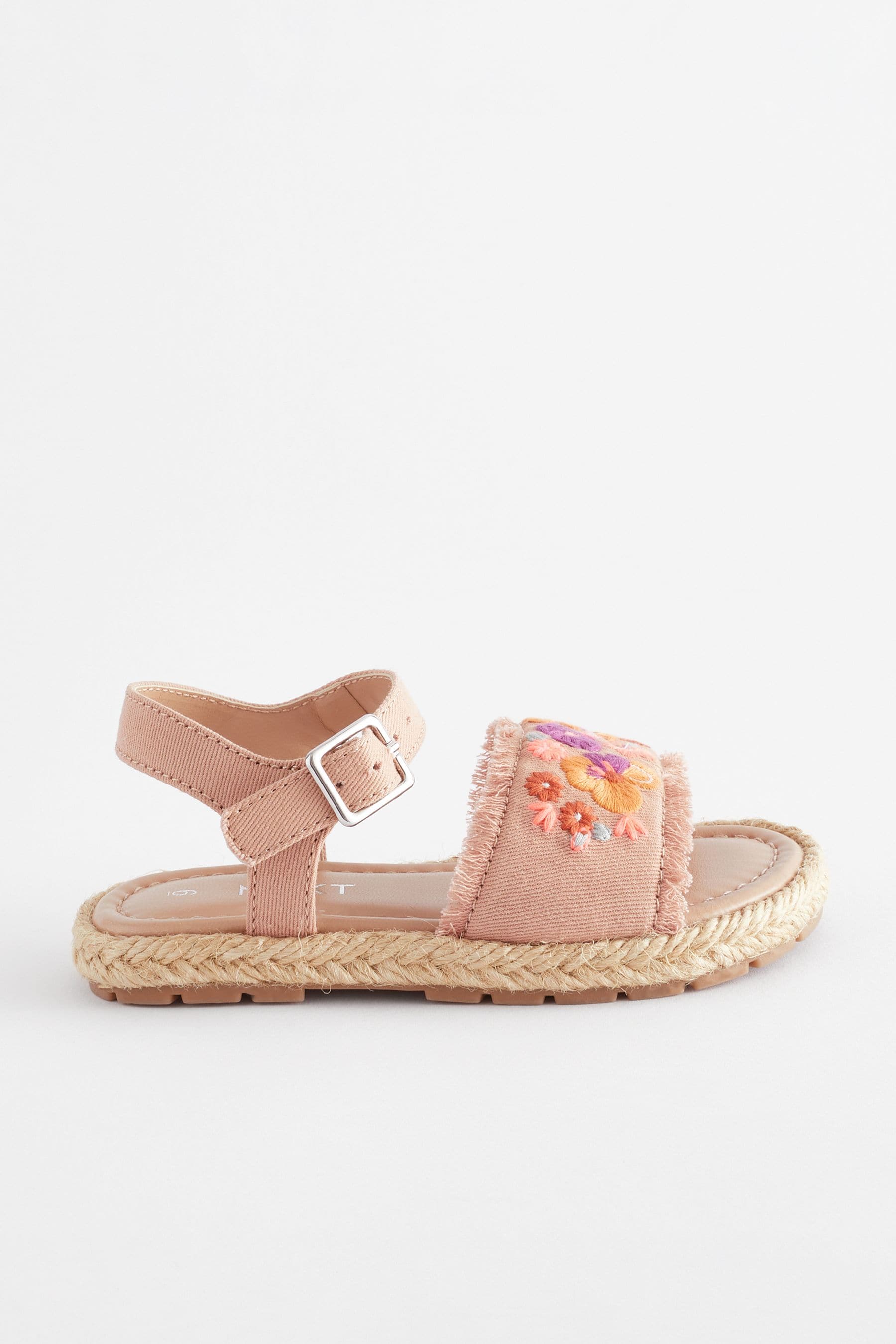 Neutral Embroidered Espadrilles Sandals