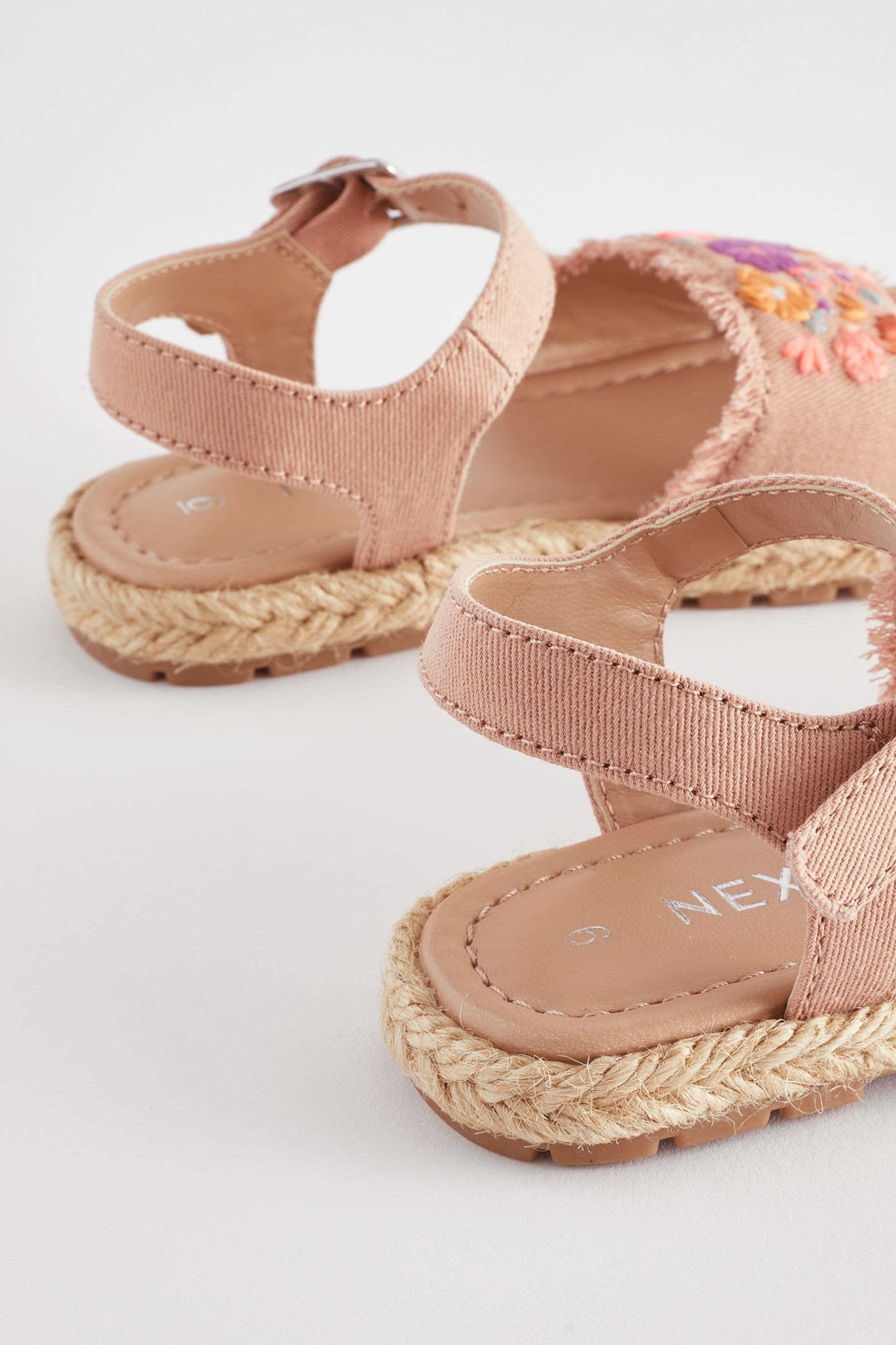 Neutral Embroidered Espadrilles Sandals