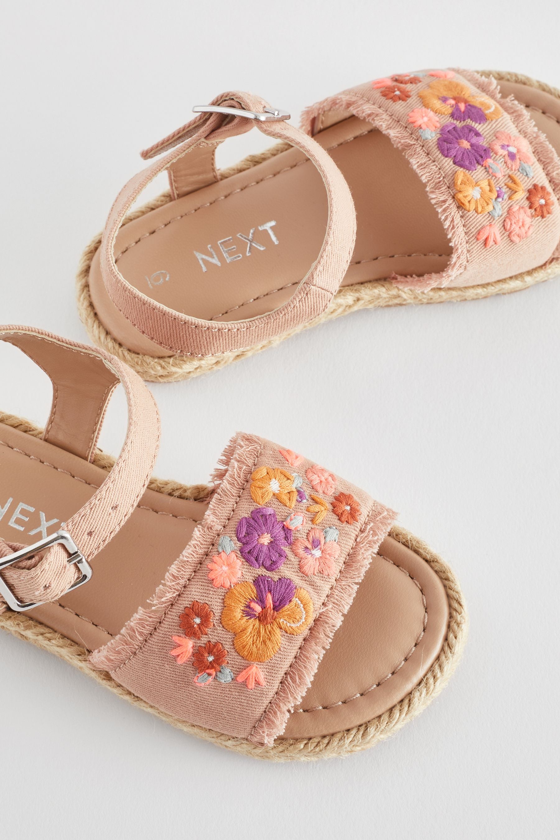 Neutral Embroidered Espadrilles Sandals