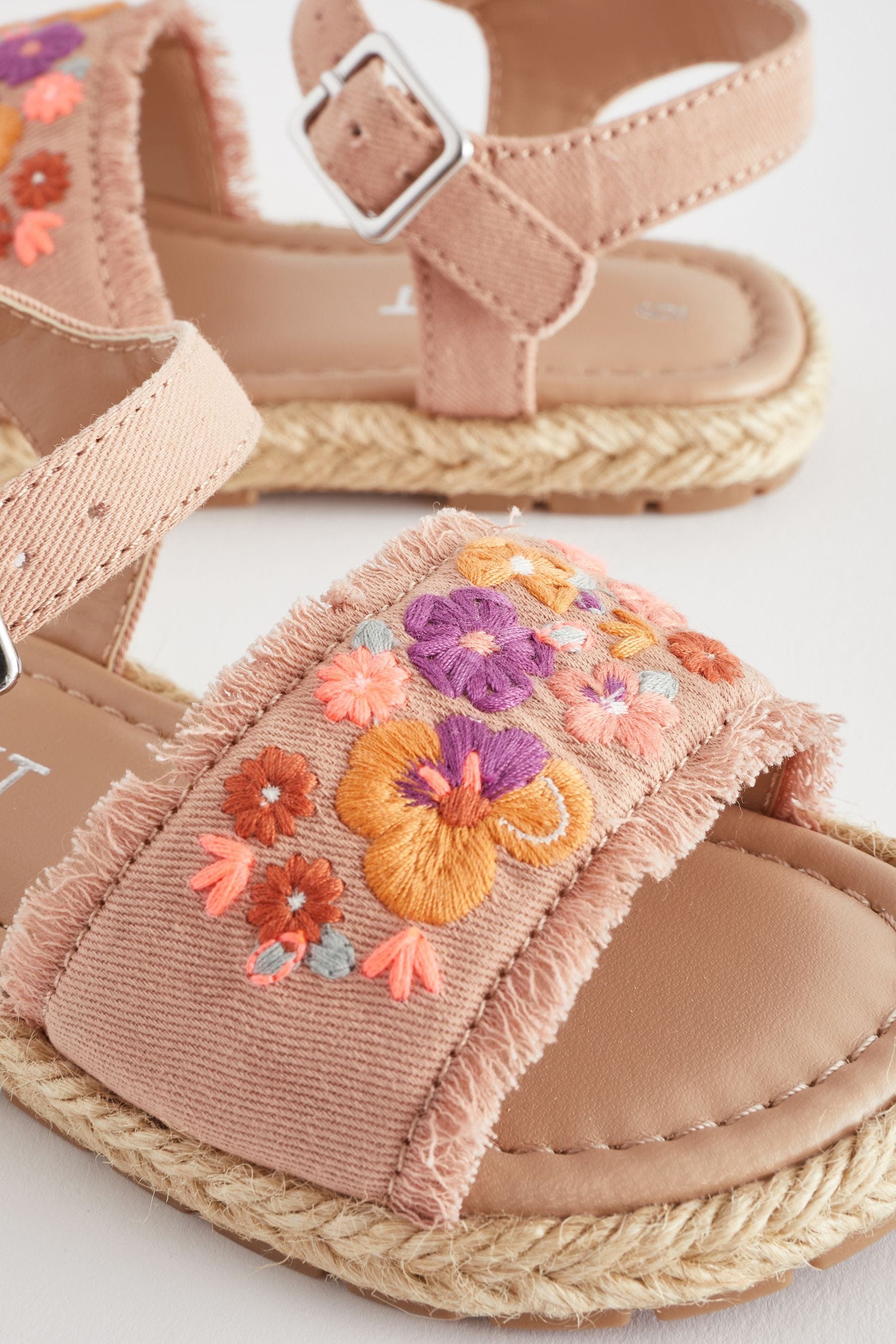 Neutral Embroidered Espadrilles Sandals