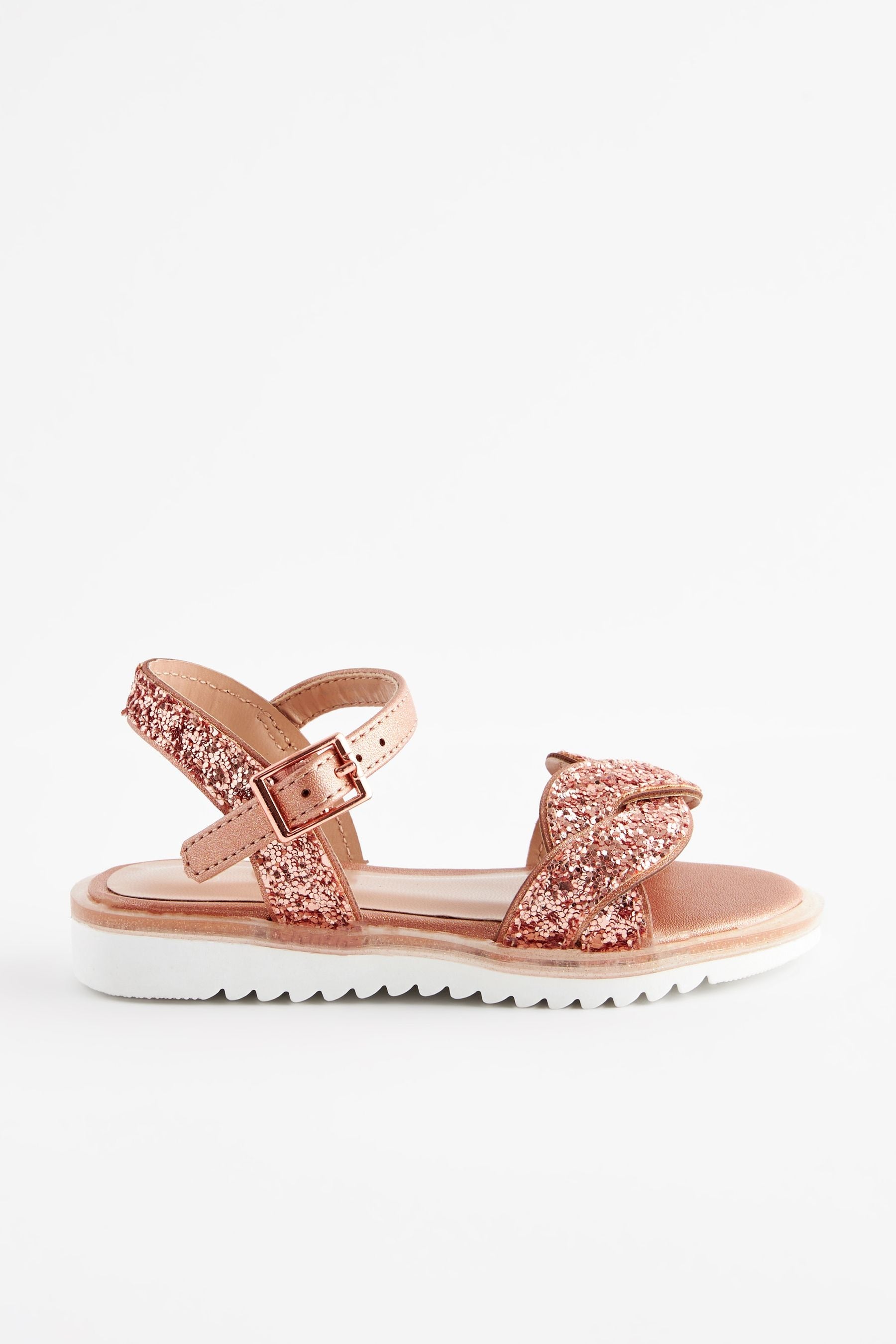 Rose Gold Glitter Occasion Sandals