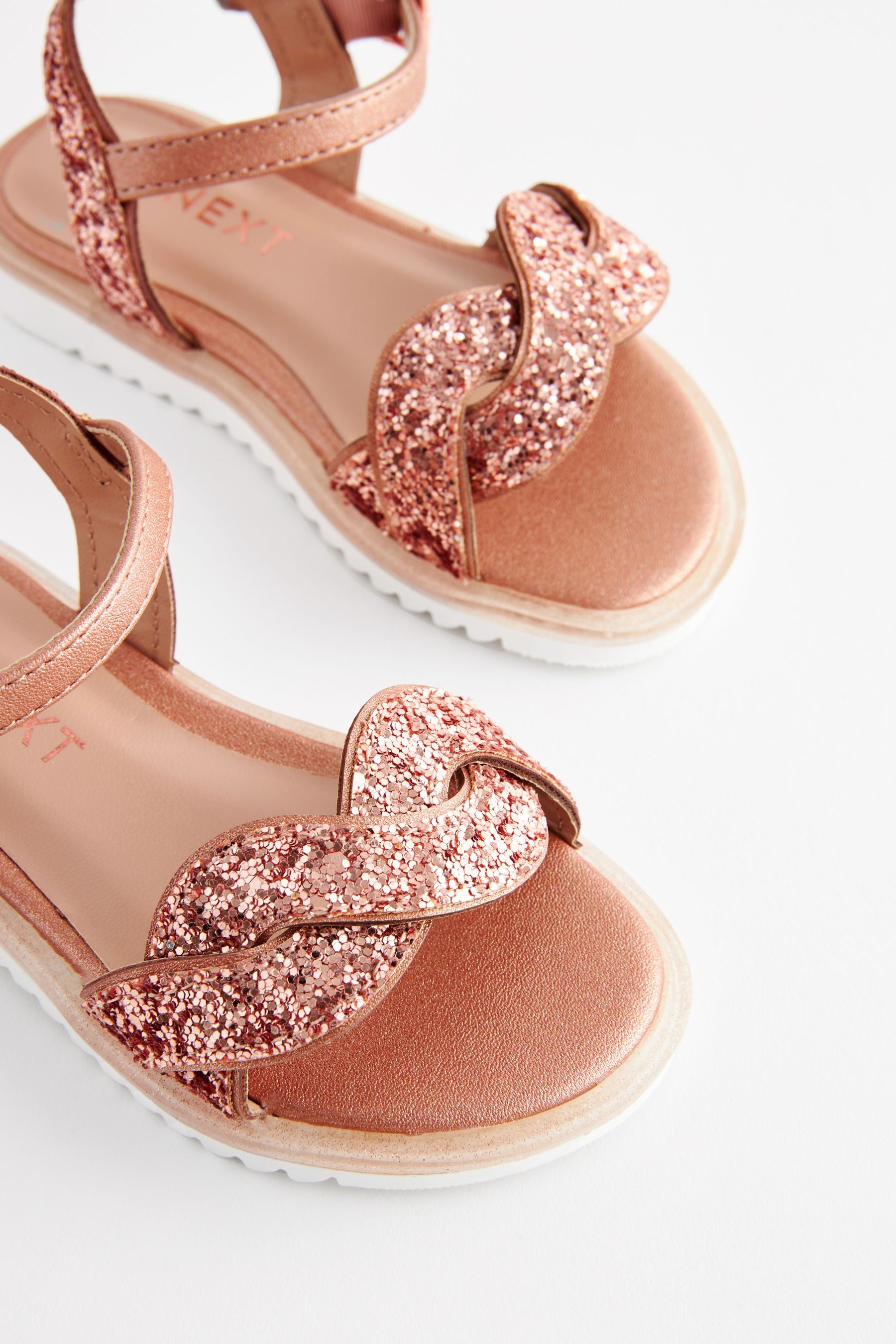 Rose Gold Glitter Occasion Sandals