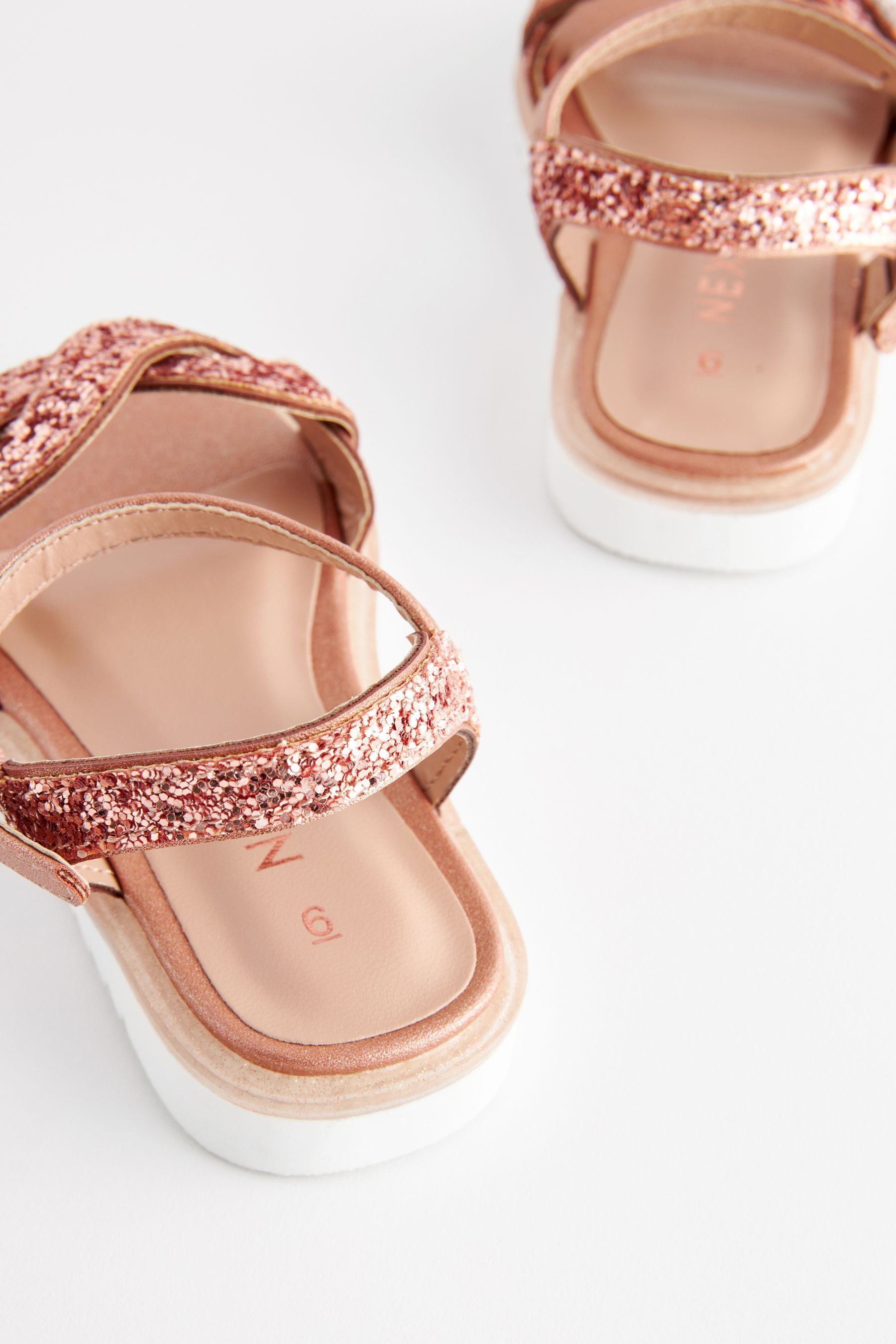 Rose Gold Glitter Occasion Sandals