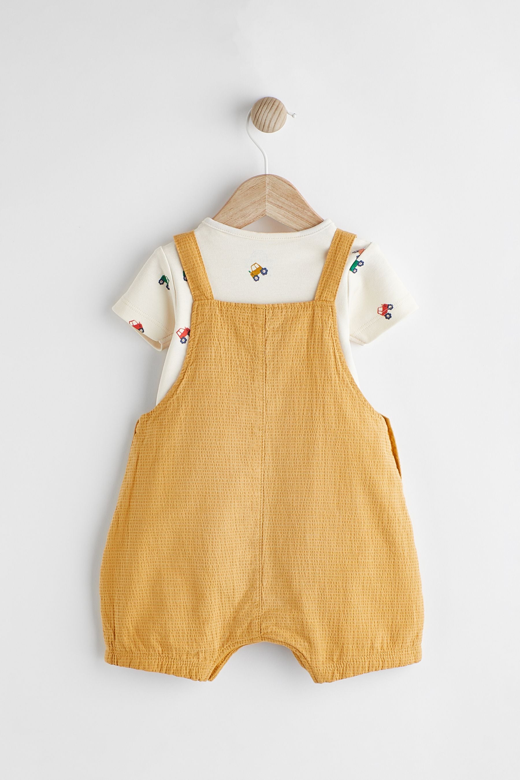 Yellow Tractor Baby Woven Dungarees and Bodysuit Set (0mths-2yrs)