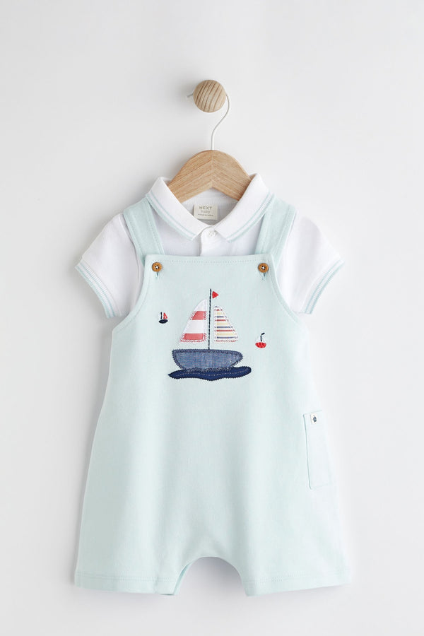 Blue Boat Baby Jersey Dungarees and Bodysuit Set (0mths-2yrs)