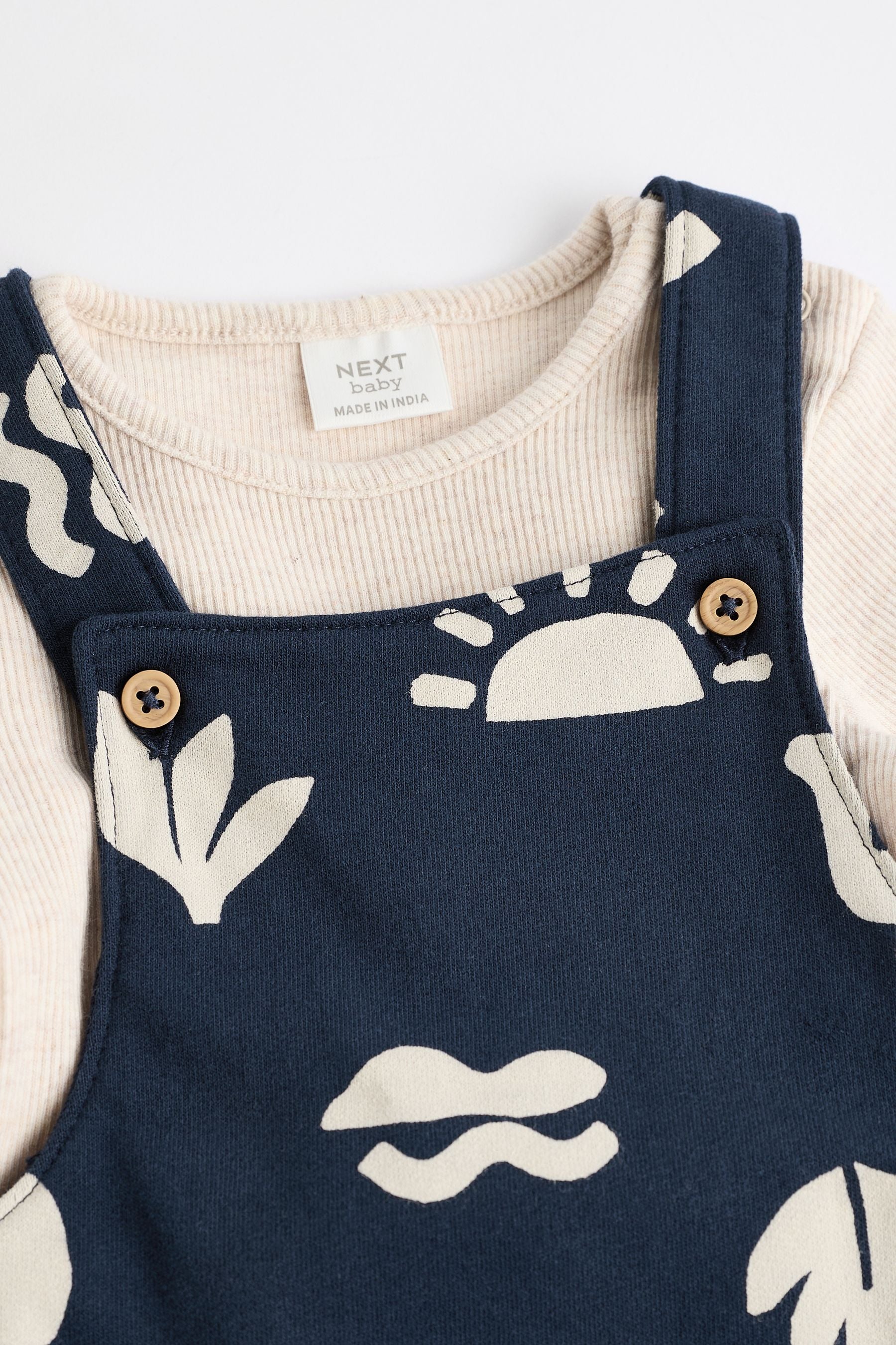 Navy Blue Dinosaur Baby Jersey Dungarees And Bodysuit Set (0mths-2yrs)