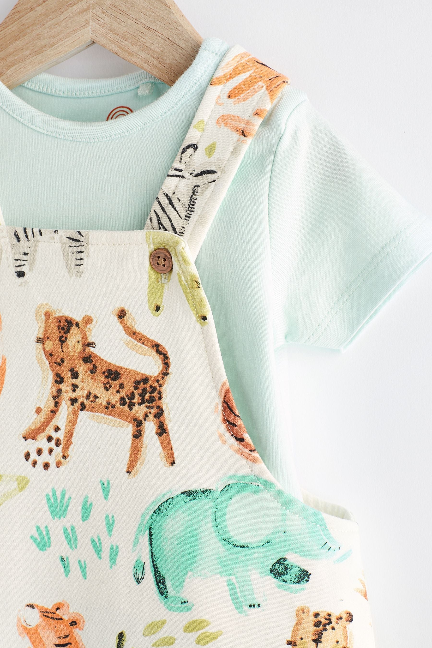 Fluro Safari Baby Jersey Dungarees and Bodysuit Set (0mths-2yrs)