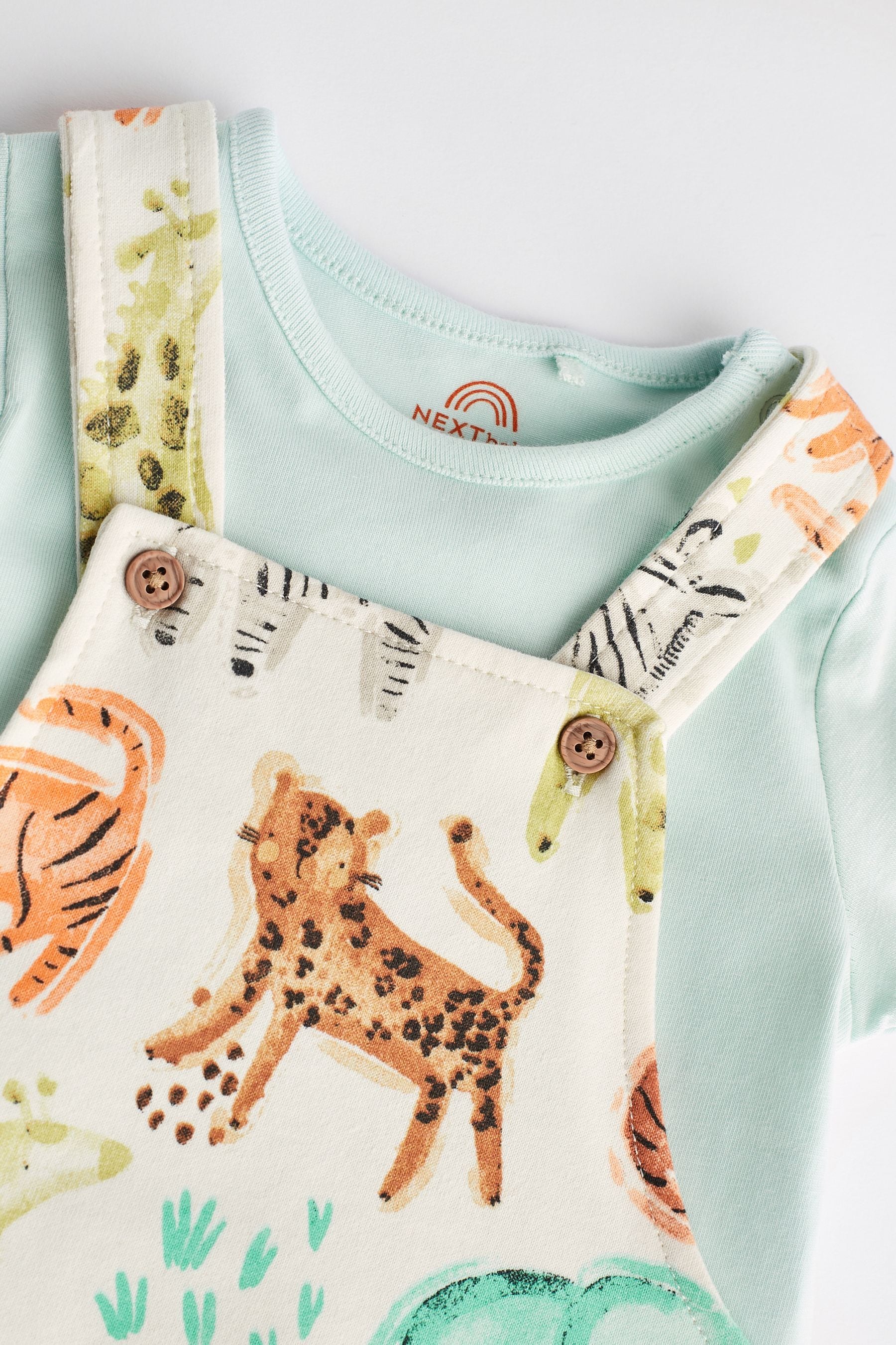 Fluro Safari Baby Jersey Dungarees and Bodysuit Set (0mths-2yrs)