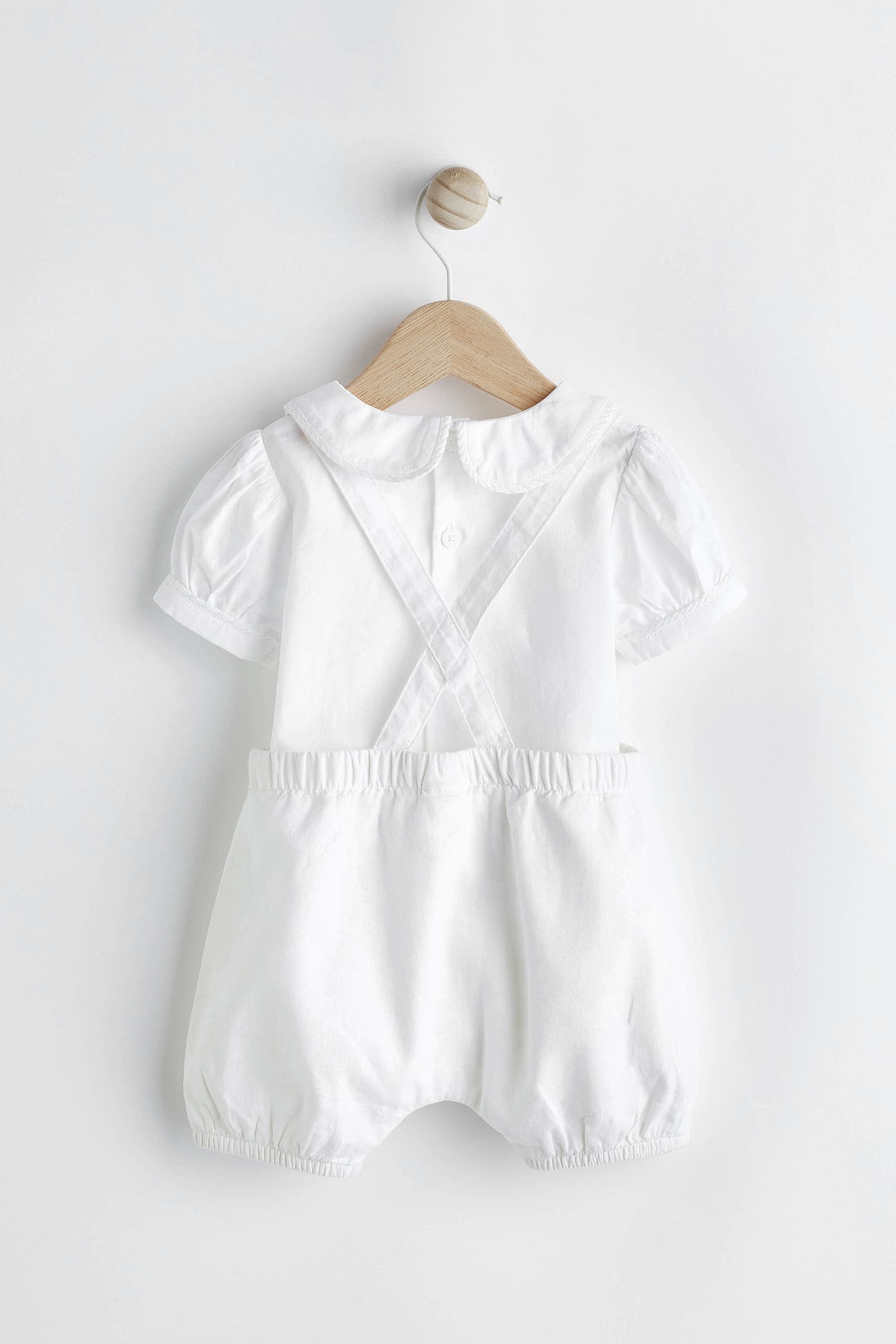 White Smart Shirt, Shorts And Socks With Linen 3 Piece Set (0mths-2yrs)