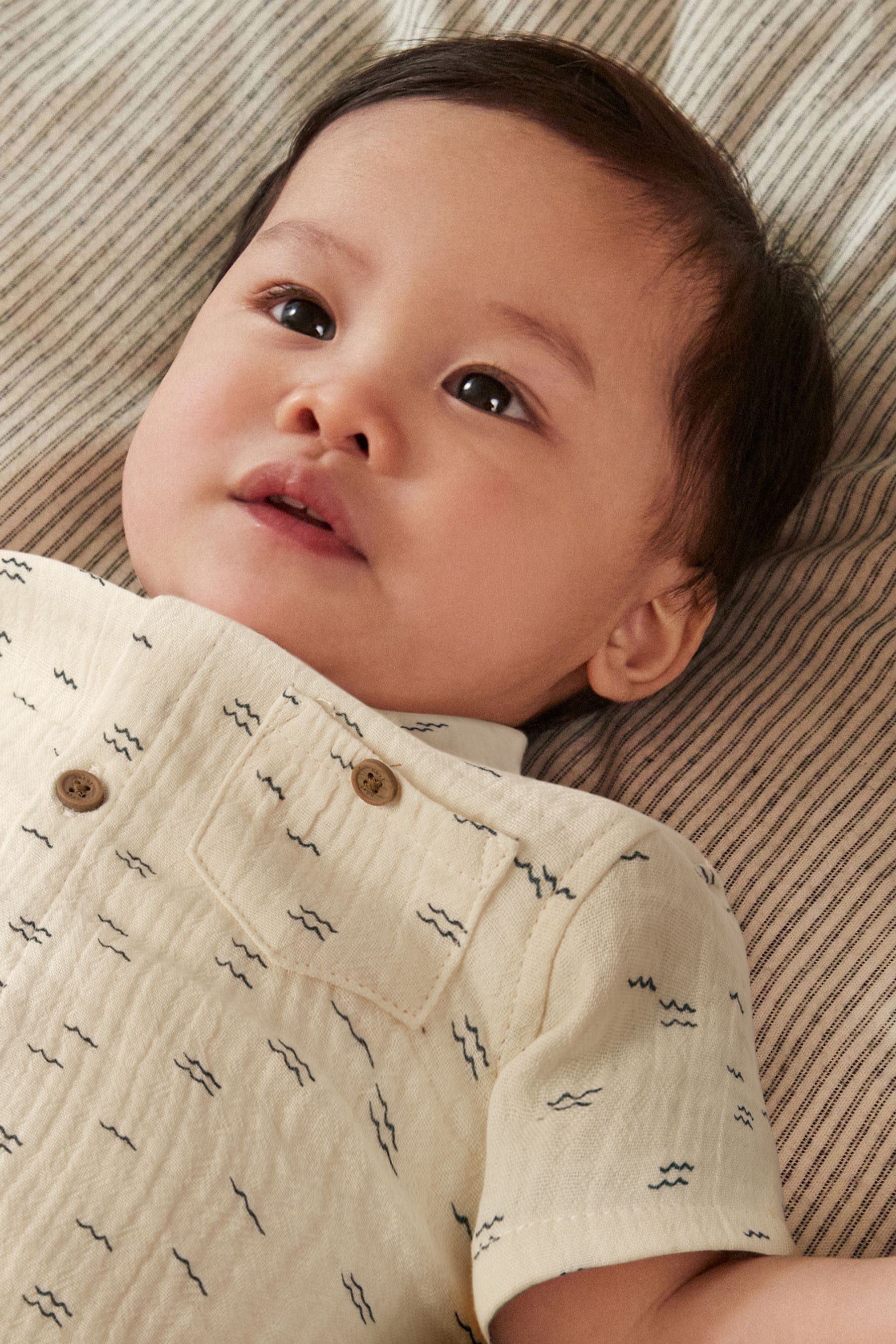 White/Blue 100% Cotton Top And Shorts Set (0mths-2yrs)