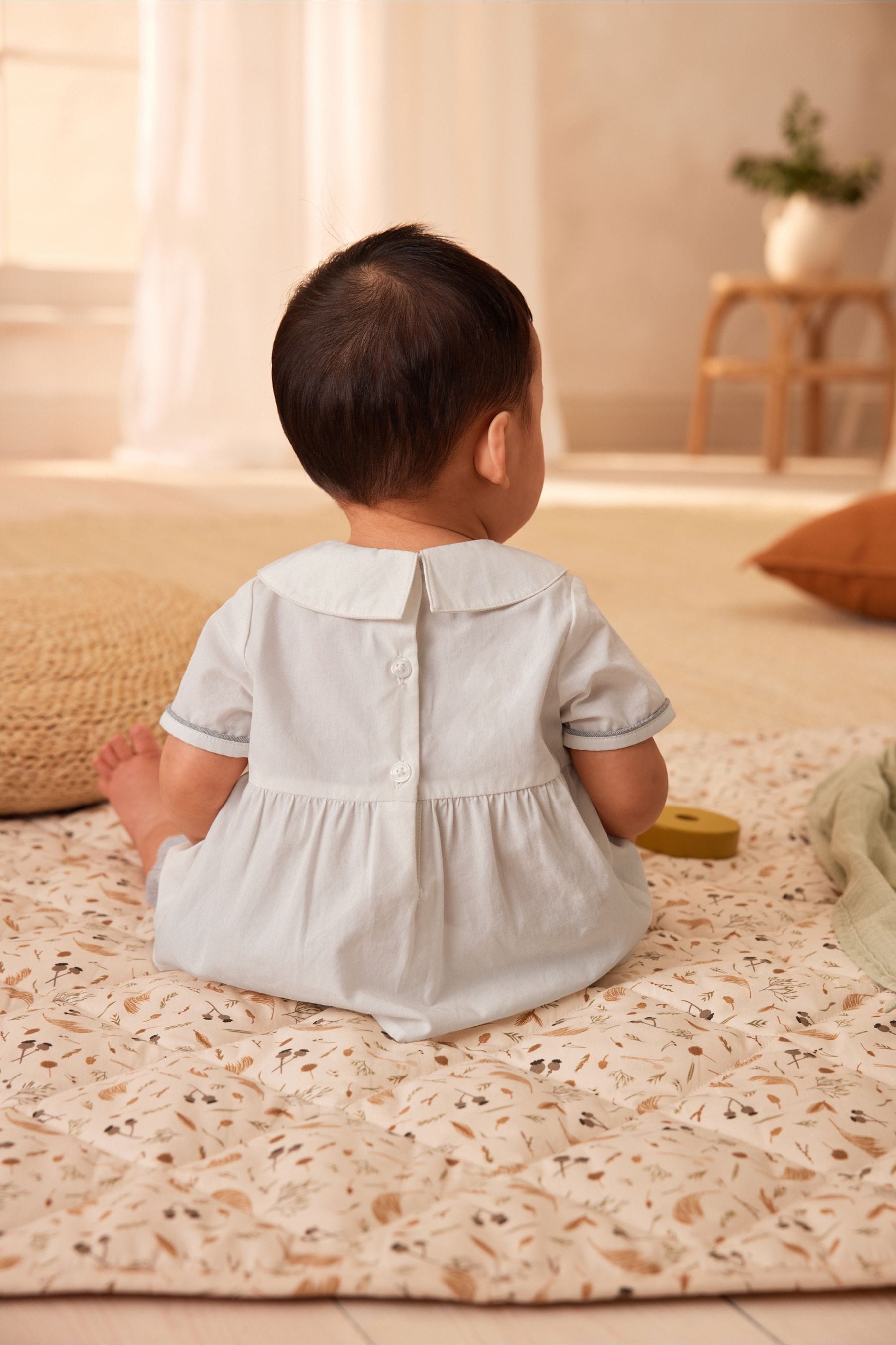 Grey/White Baby Woven Smart Top and Shorts Set (0mths-2yrs)