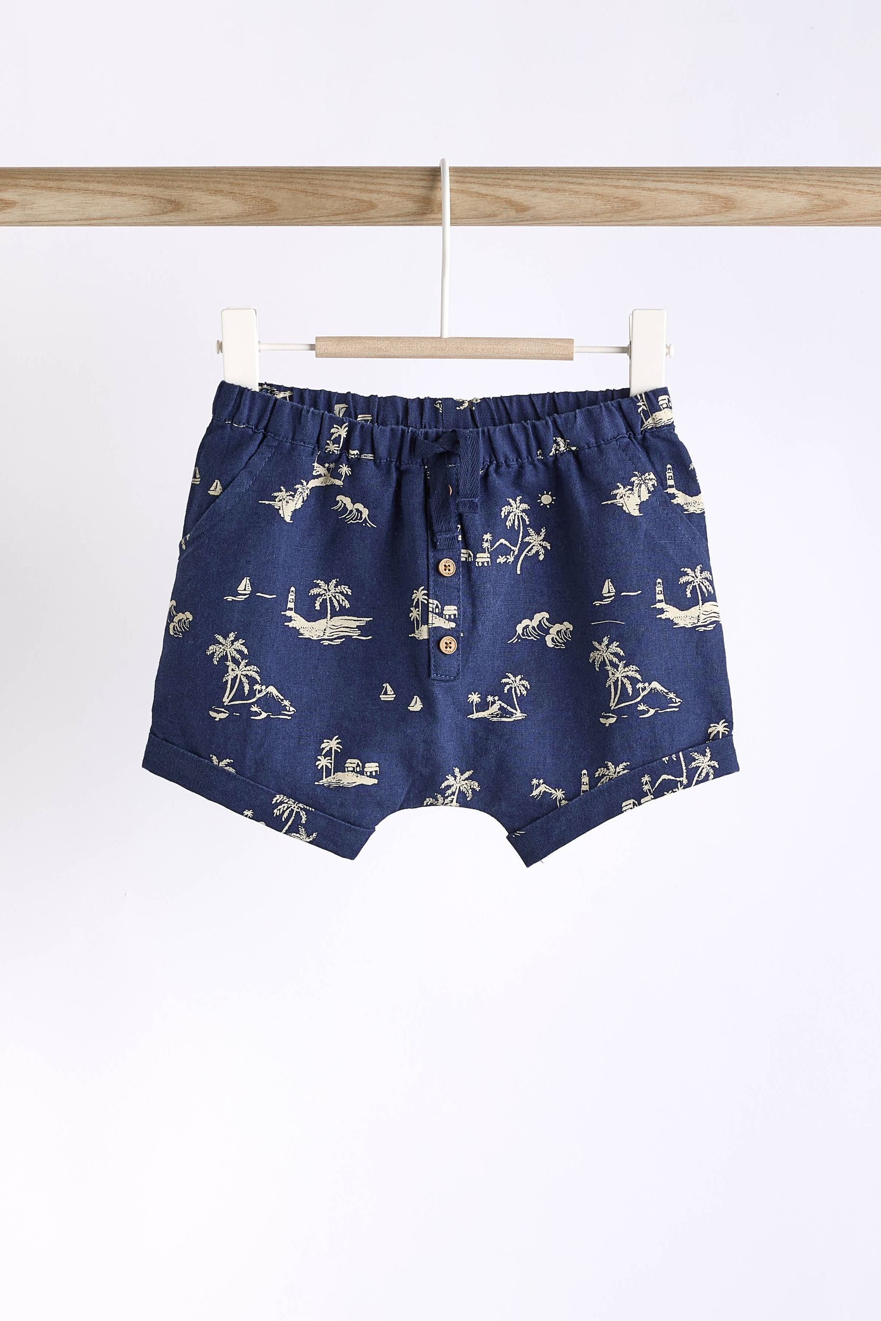 Blue Palm Print Top And Shorts Set (0mths-2yrs)