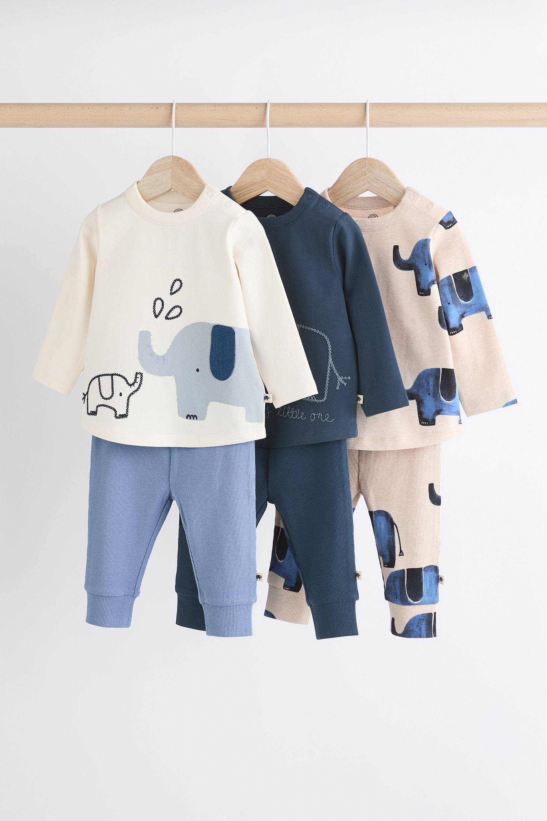 Blue Elephant Top and Leggings Baby Set 6 Pack