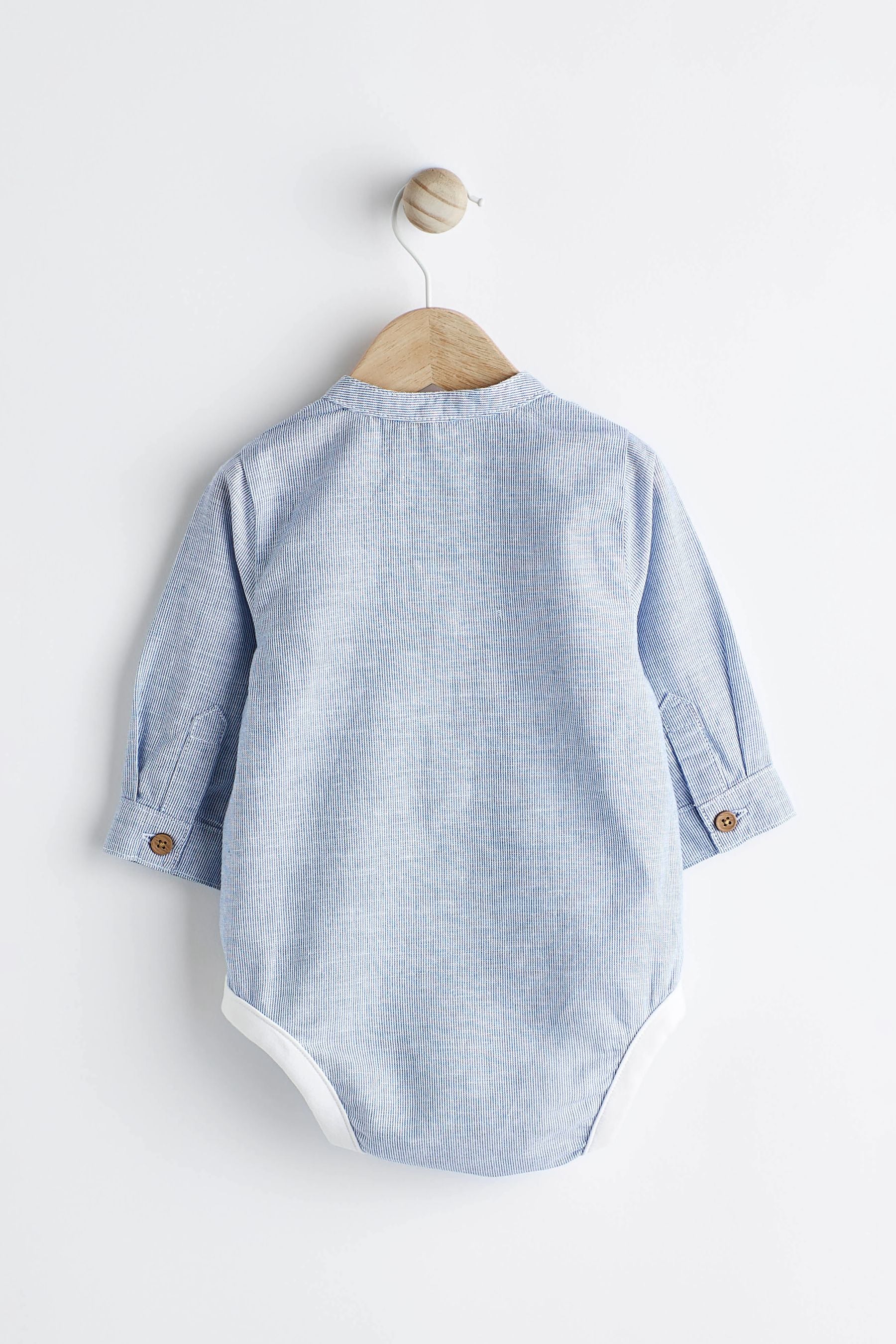 Blue Stripe Grandad Shirt Baby Bodysuit