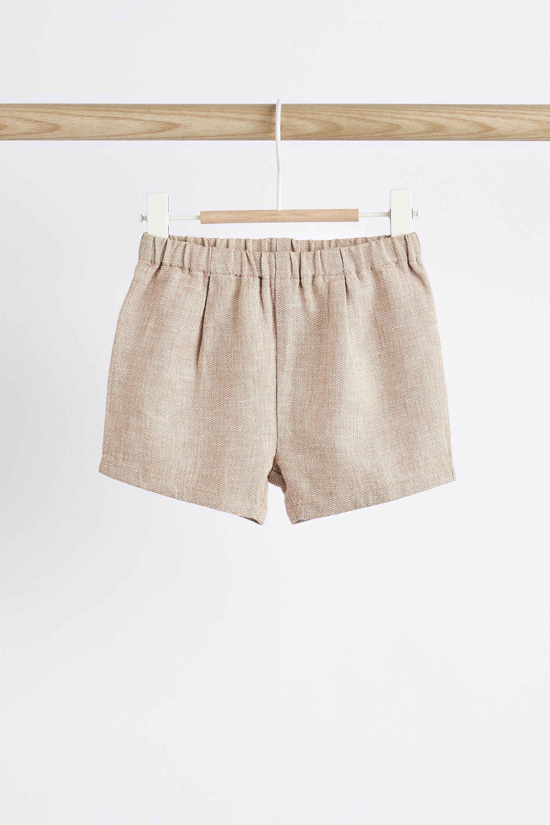 Grey Baby Linen Blend Shorts 2 Pack