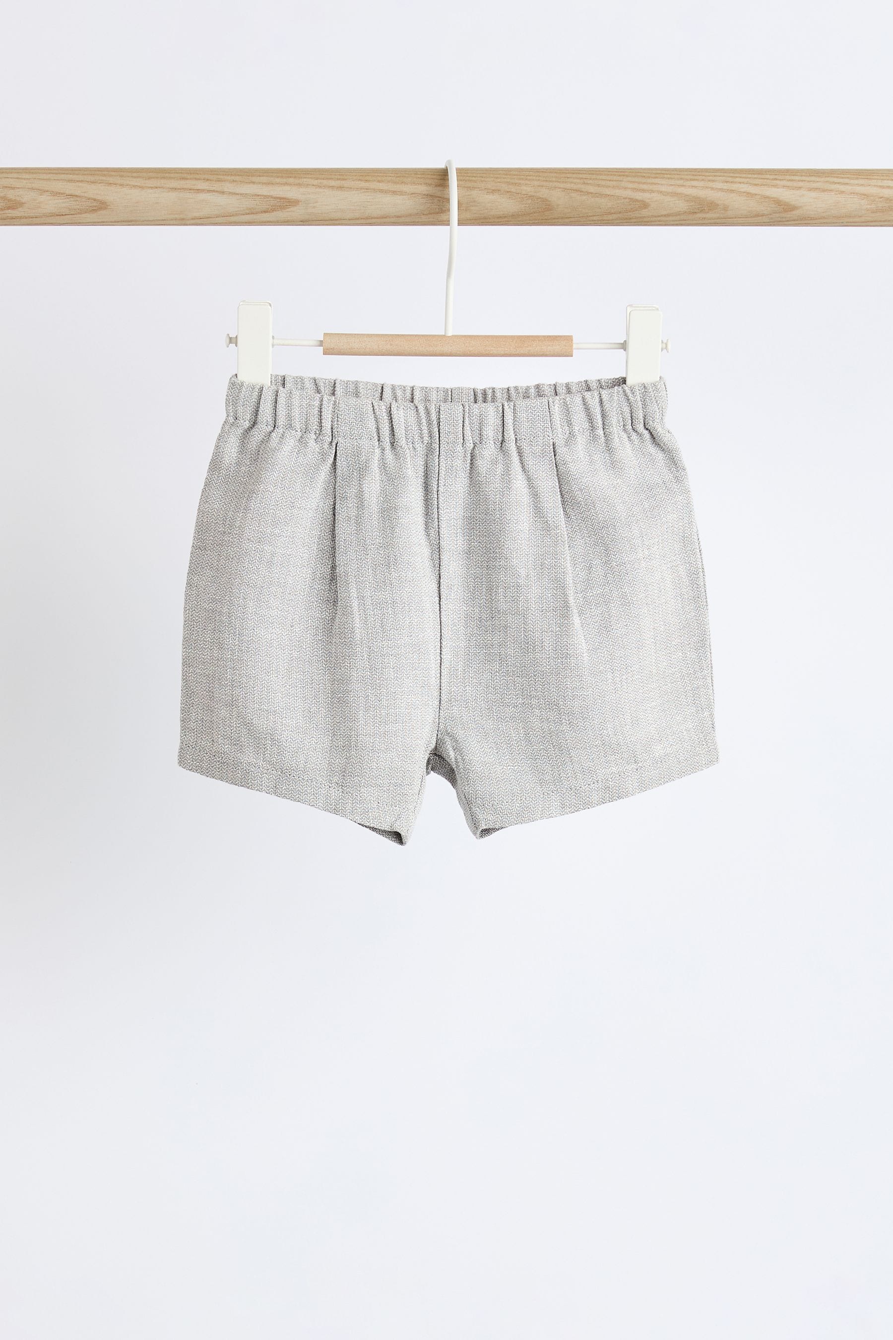 Grey Baby Linen Blend Shorts 2 Pack