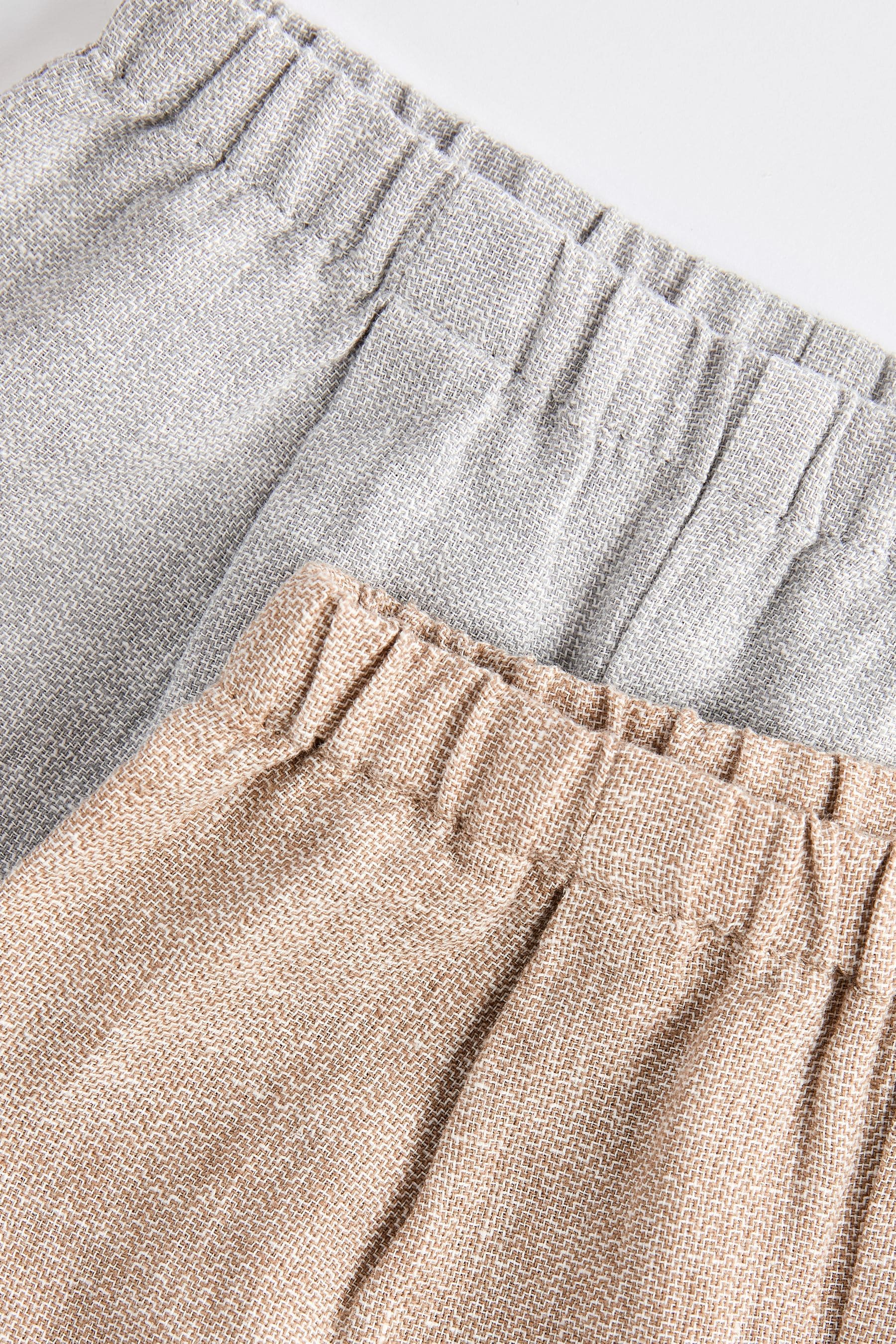 Grey Baby Linen Blend Shorts 2 Pack