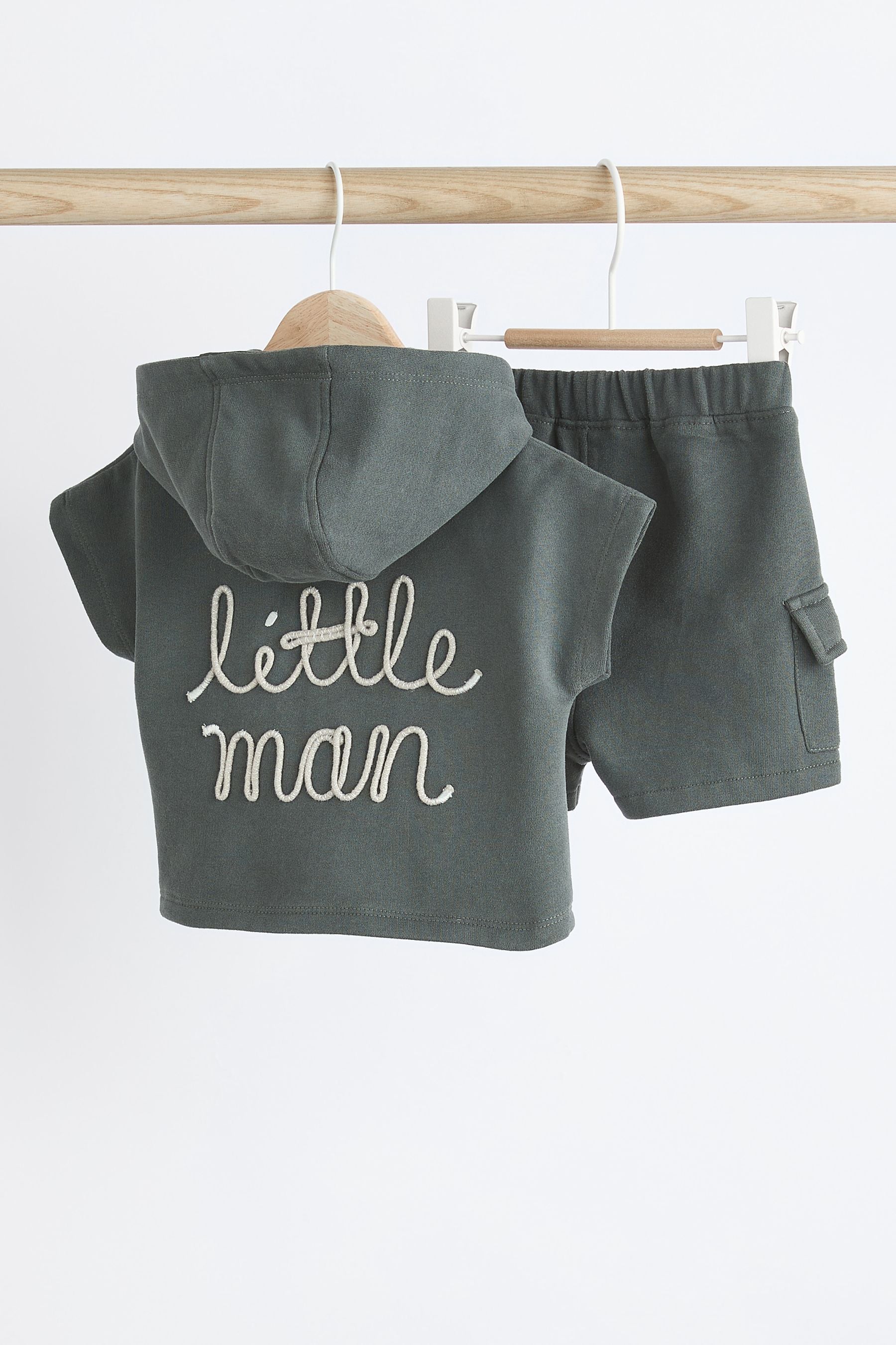 Mono/Little Man 2 Piece Baby Hoodie and Short Set