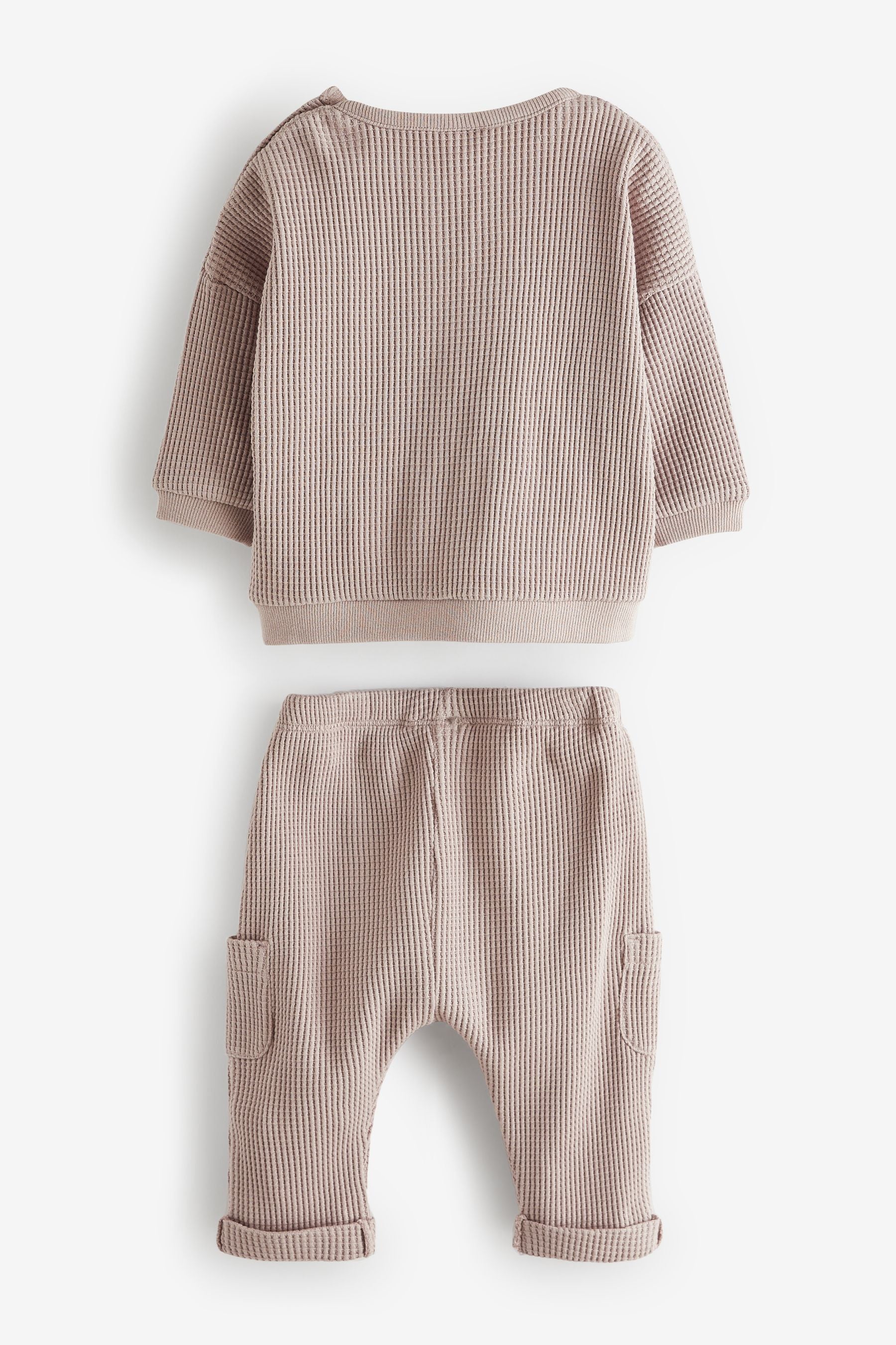 Neutral Waffle Cosy Baby Sweatshirt And Joggers 2 Piece Set