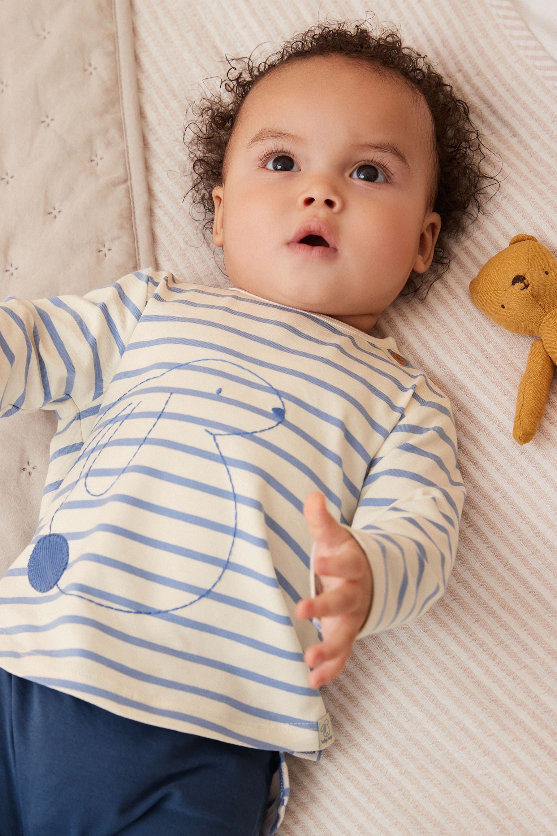 Blue/White Bunny Baby Top and Leggings 2 Piece Set