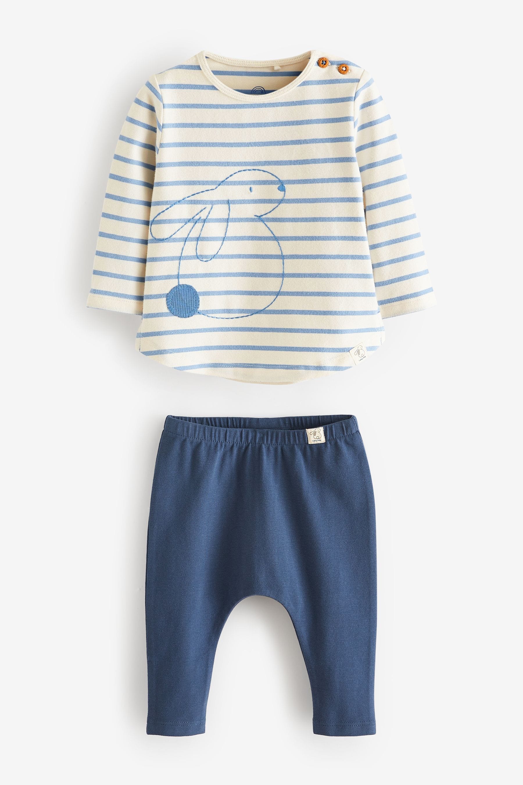 Blue/White Bunny Baby Top and Leggings 2 Piece Set